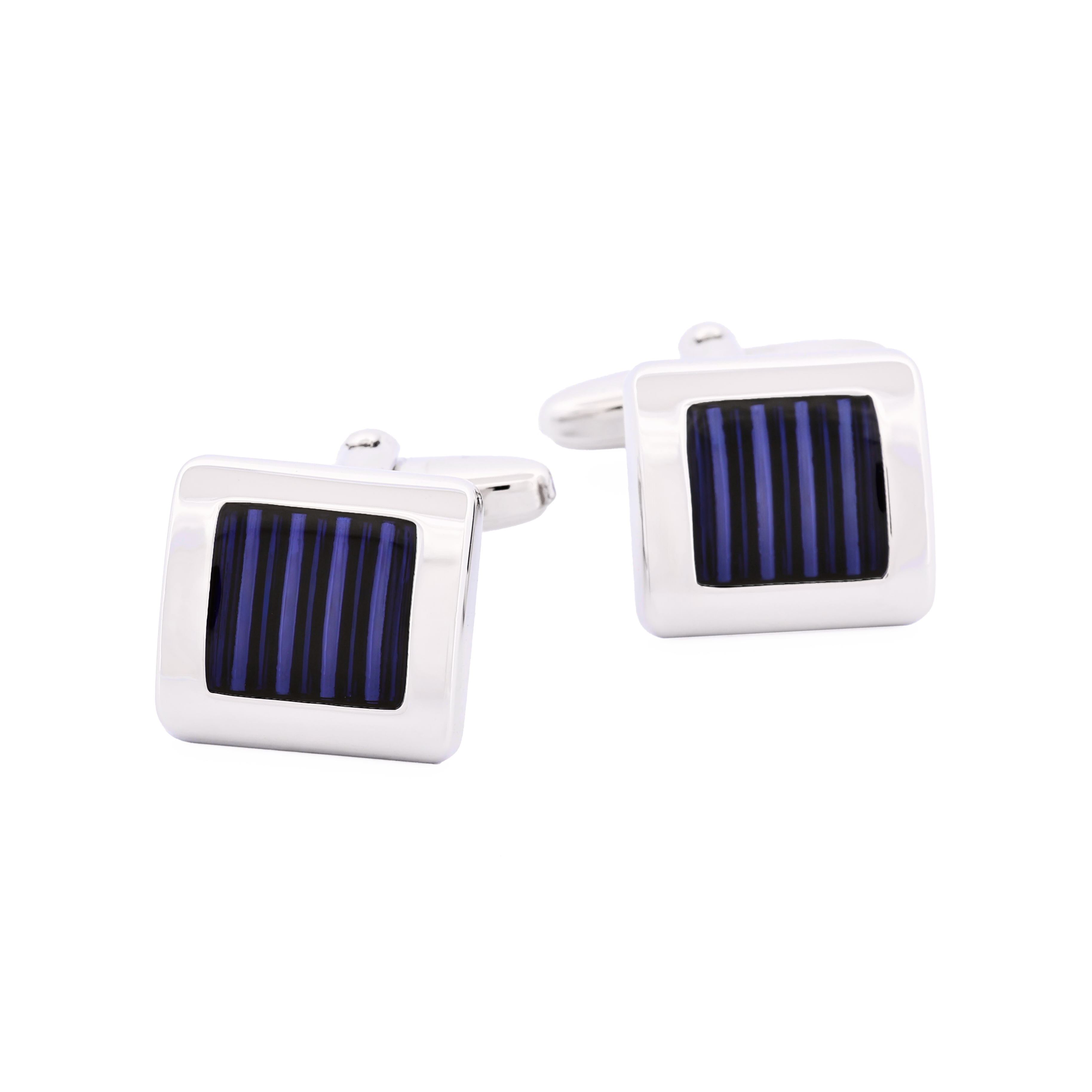 Rhodium & Blue Resin Cufflinks