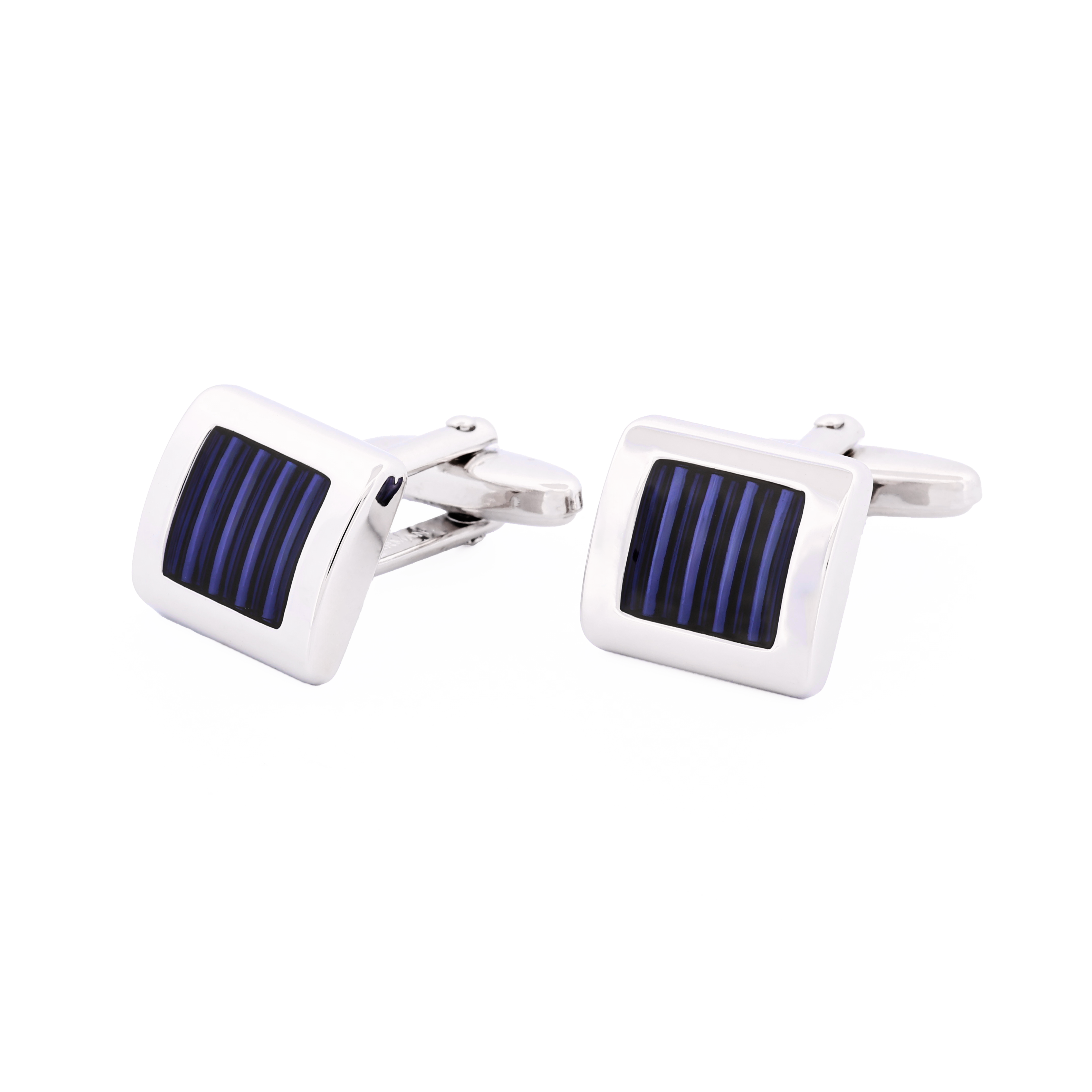 Rhodium & Blue Resin Cufflinks