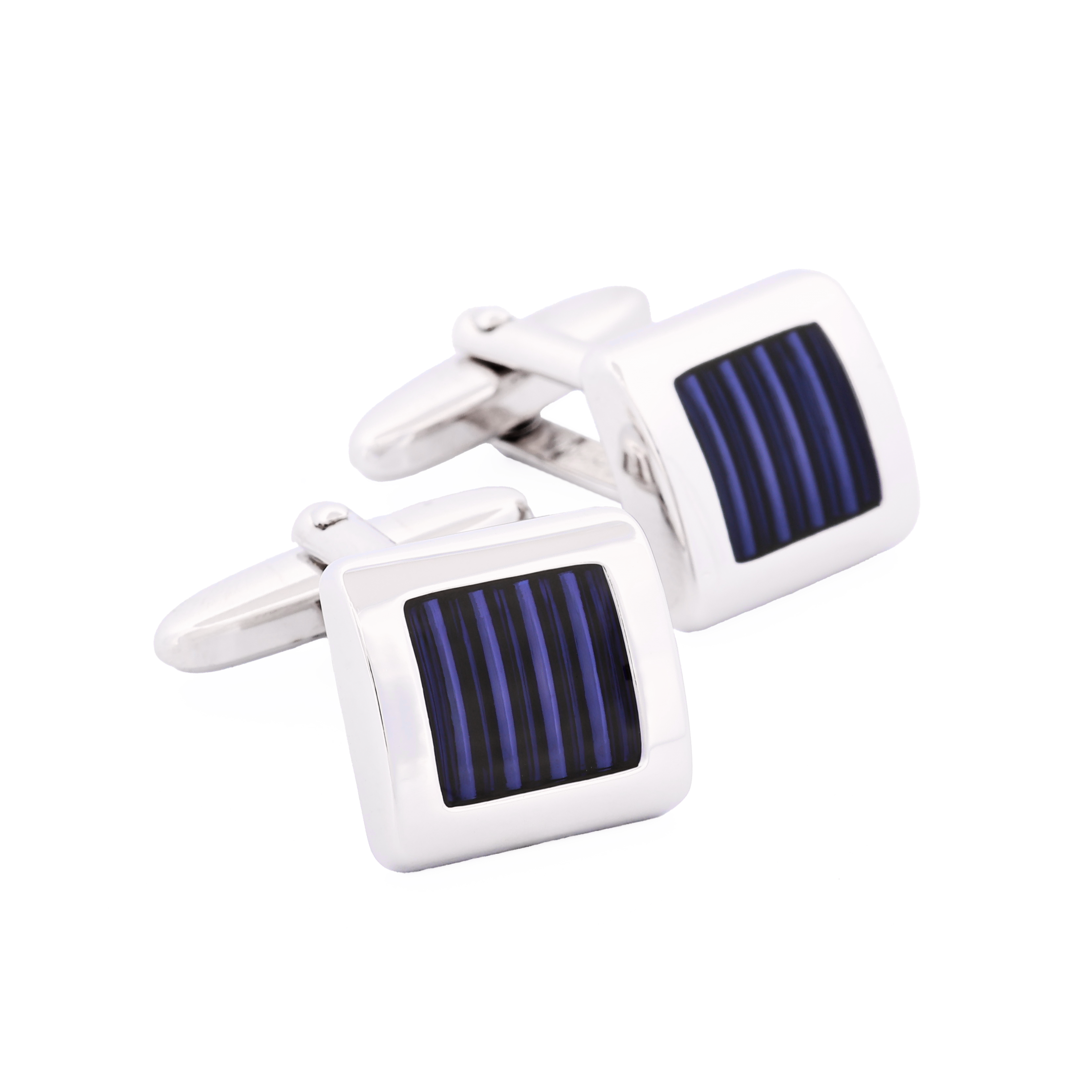 Rhodium & Blue Resin Cufflinks
