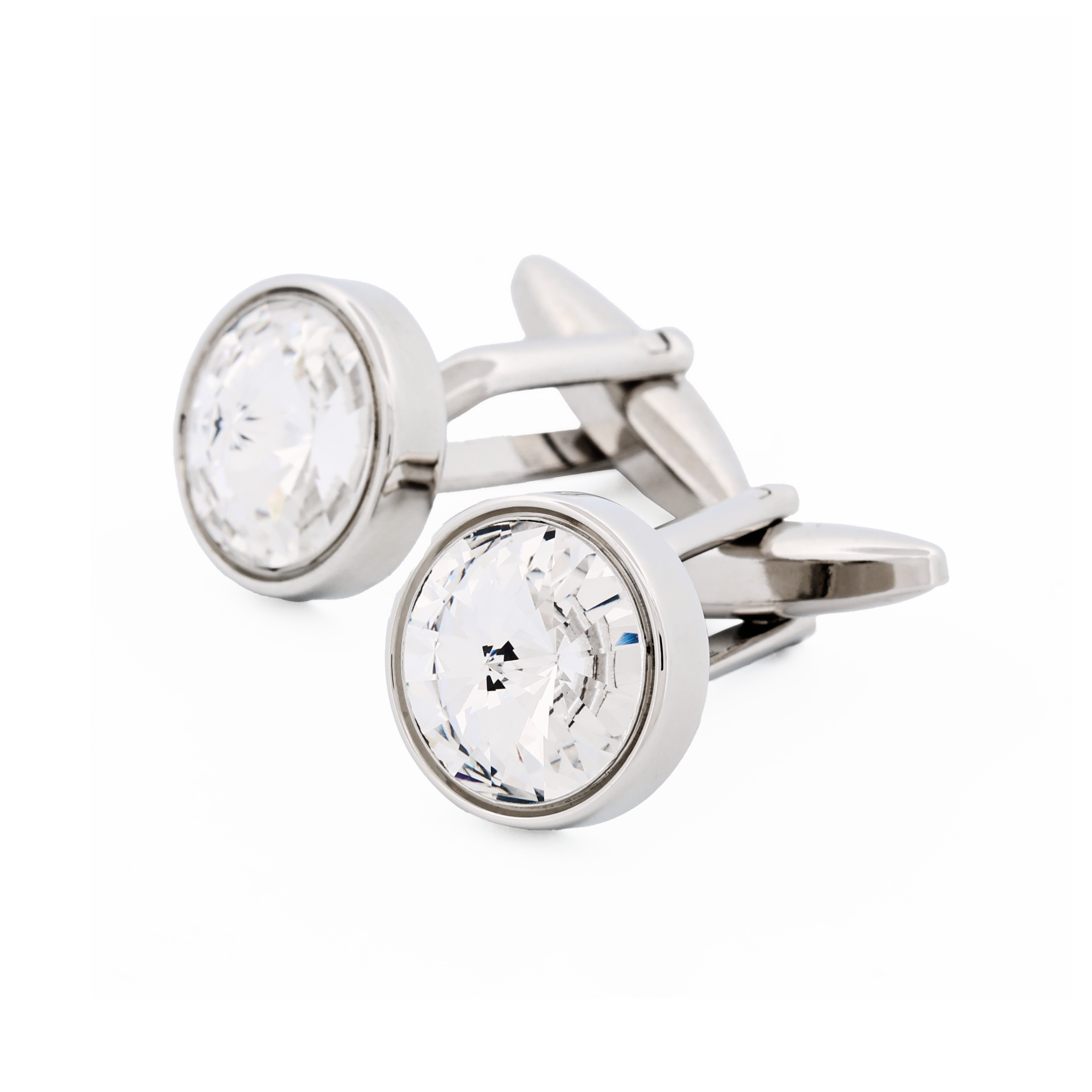 Rhodium Crystal Cufflinks