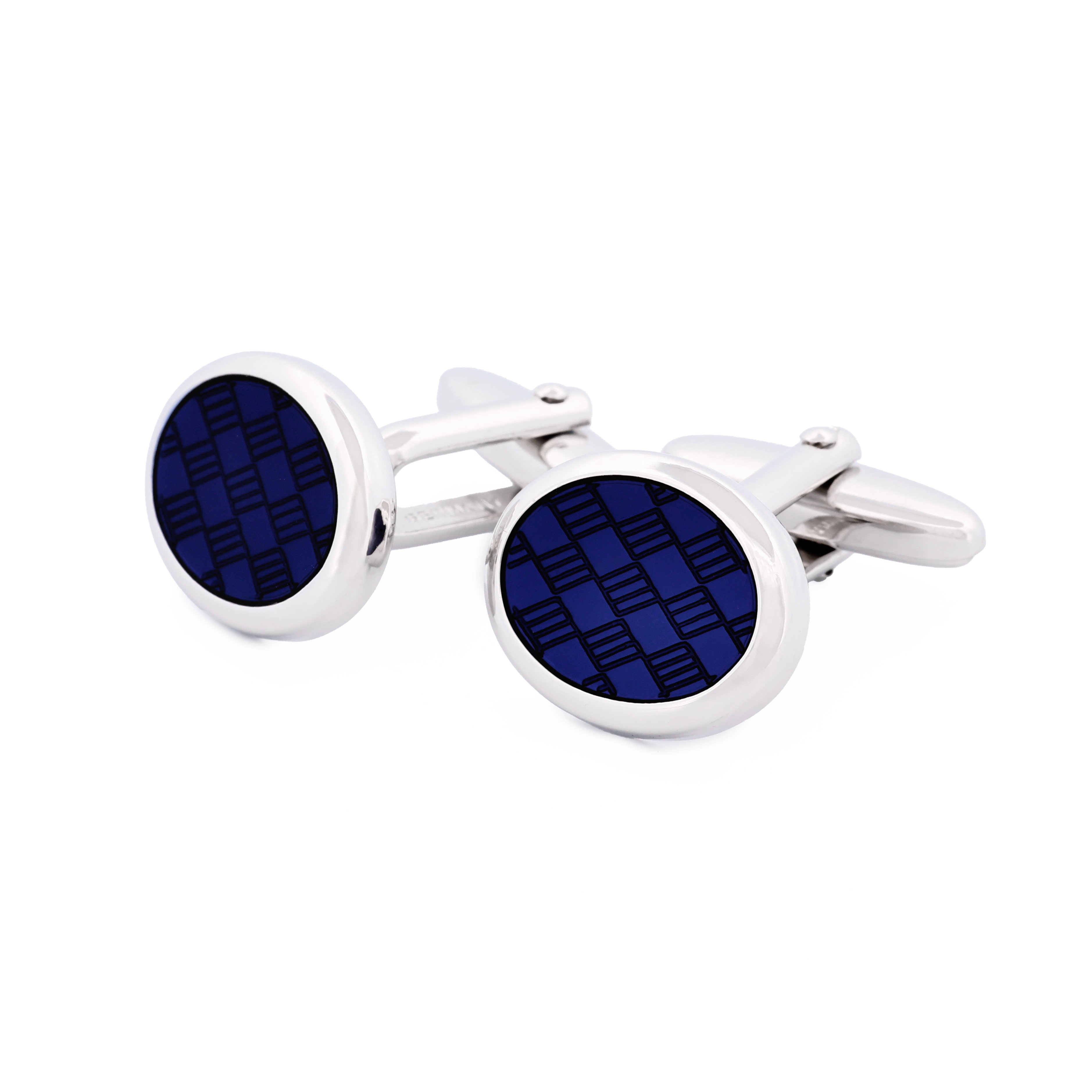 Rhodium Cufflinks Blue Resin