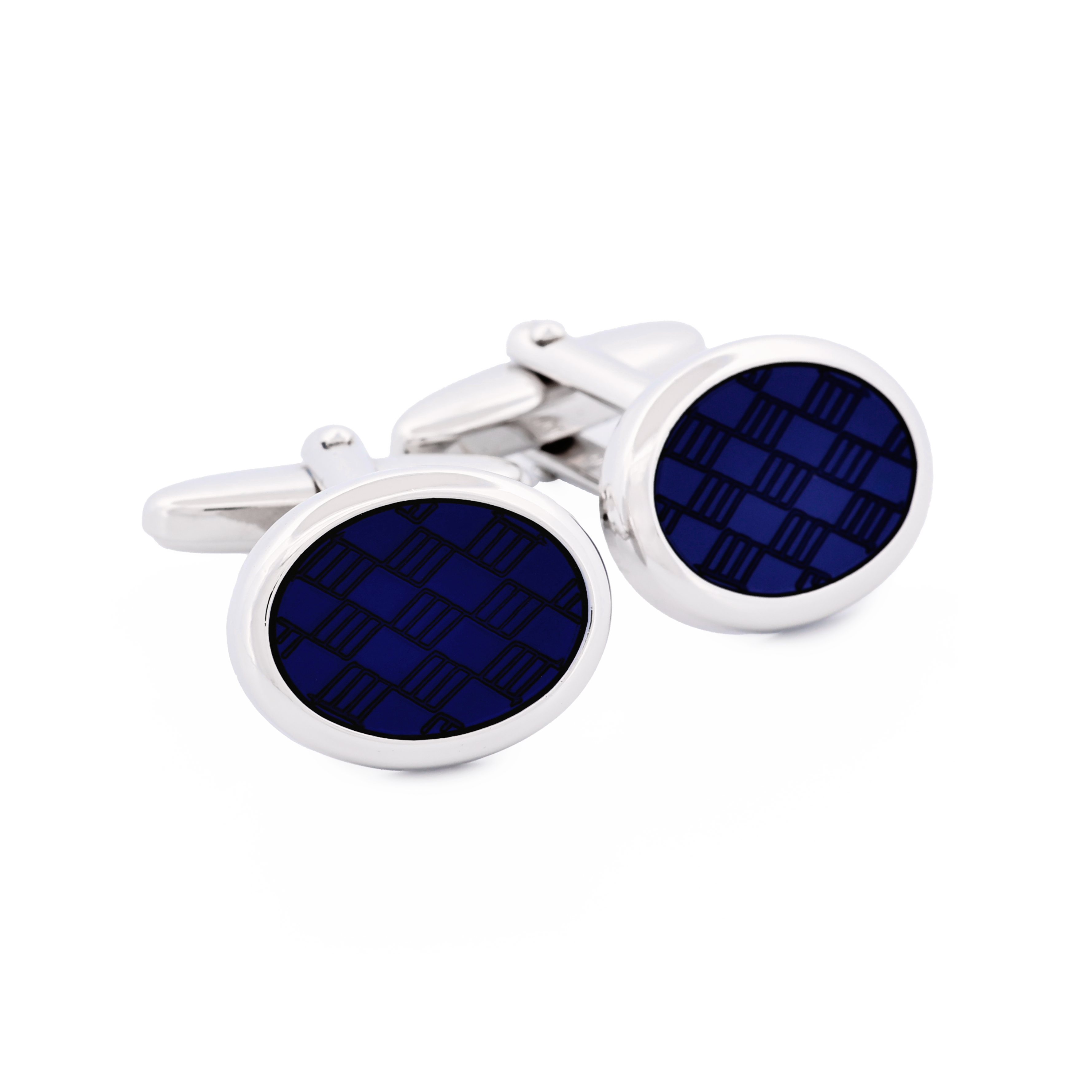 Rhodium Cufflinks Blue Resin