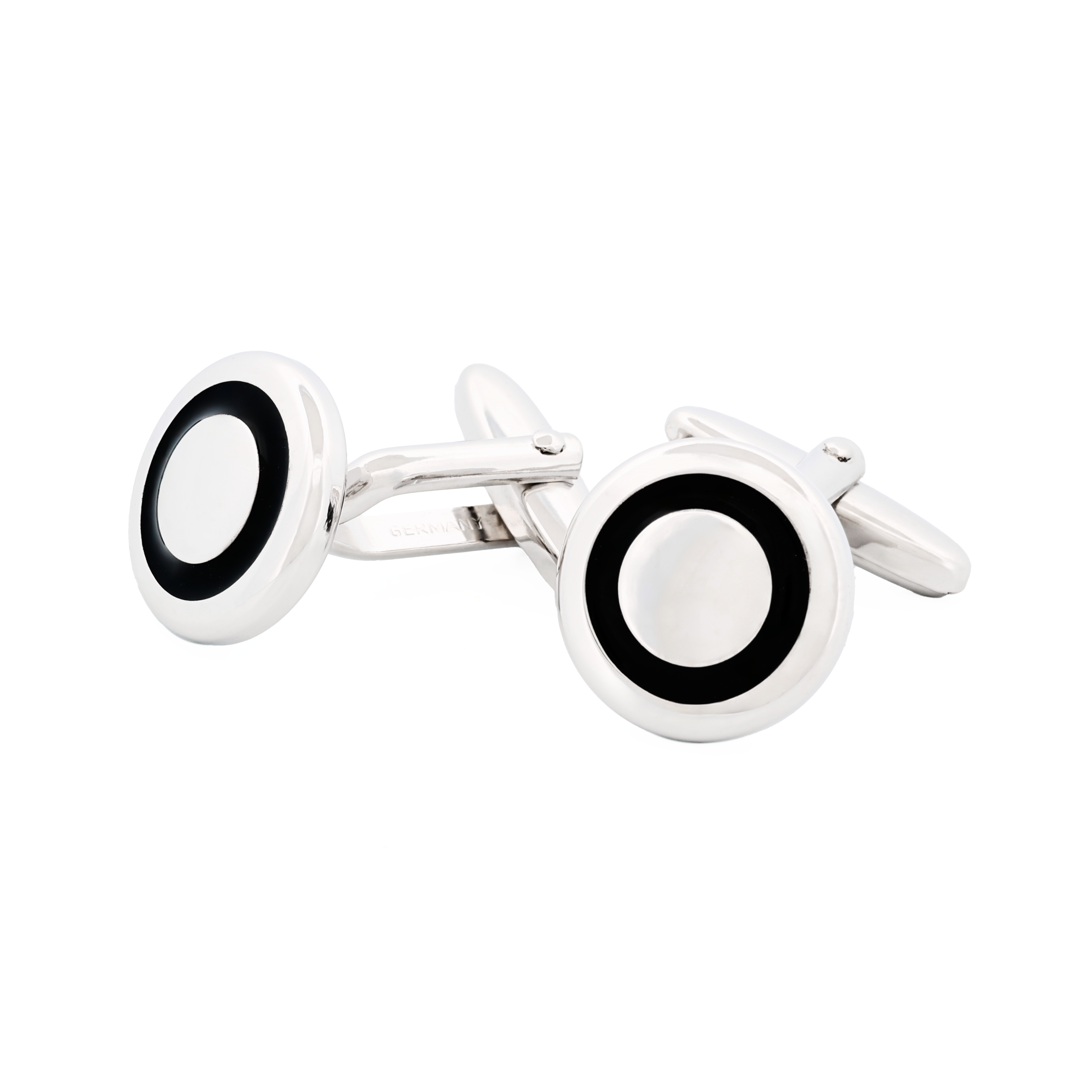 Rhodium Cufflinks Black Enemal
