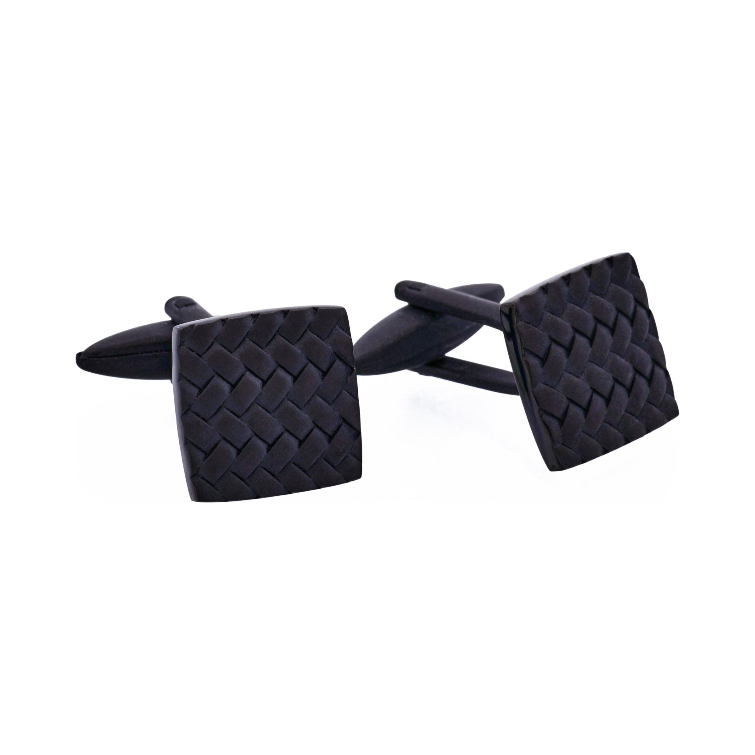 Ion Plated Black Stainless Steel Tyre Pattern Cufflinks