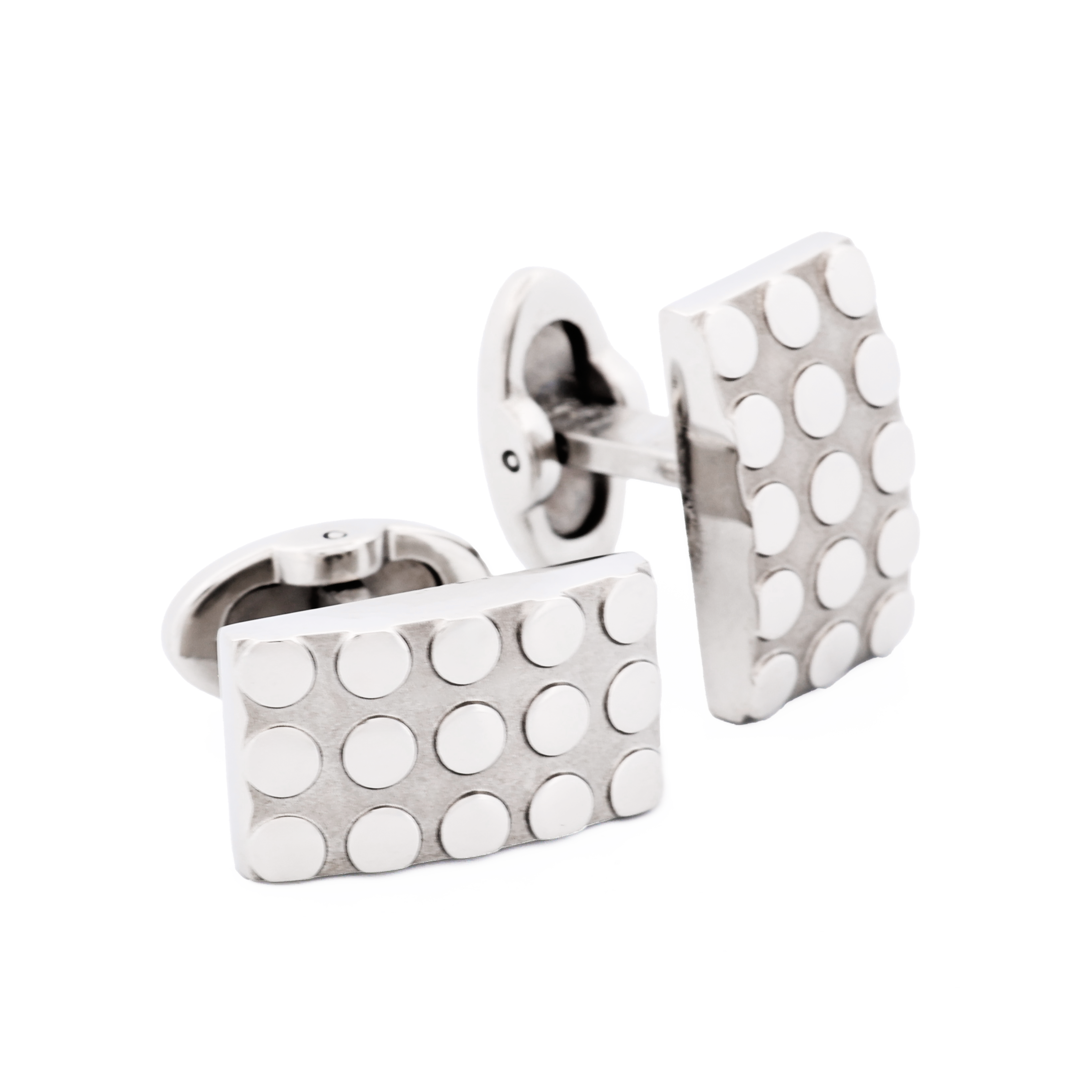 Brushed Curved Face Stainless Steel Studded Cufflinks