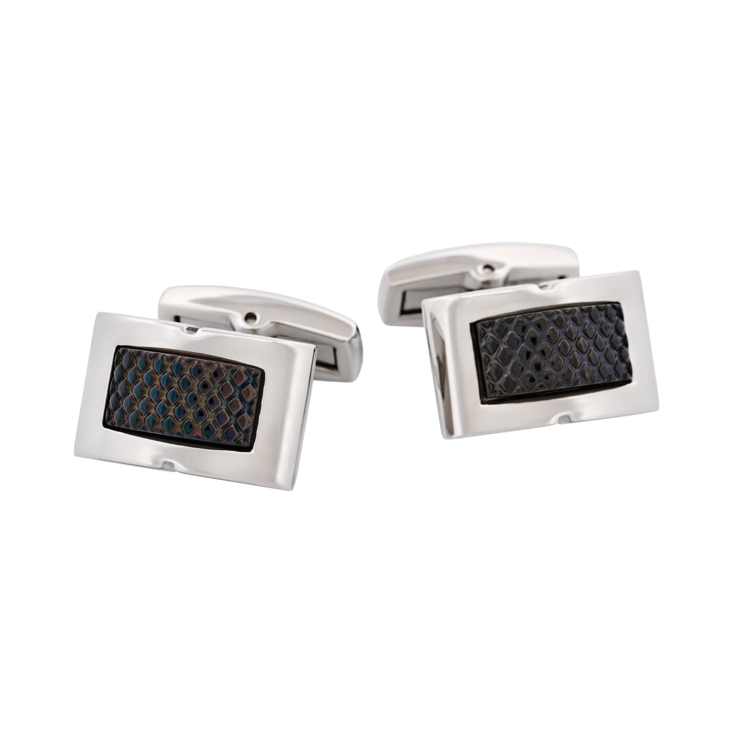Stainless SteelIon Plated Black Patterned Cufflinks
