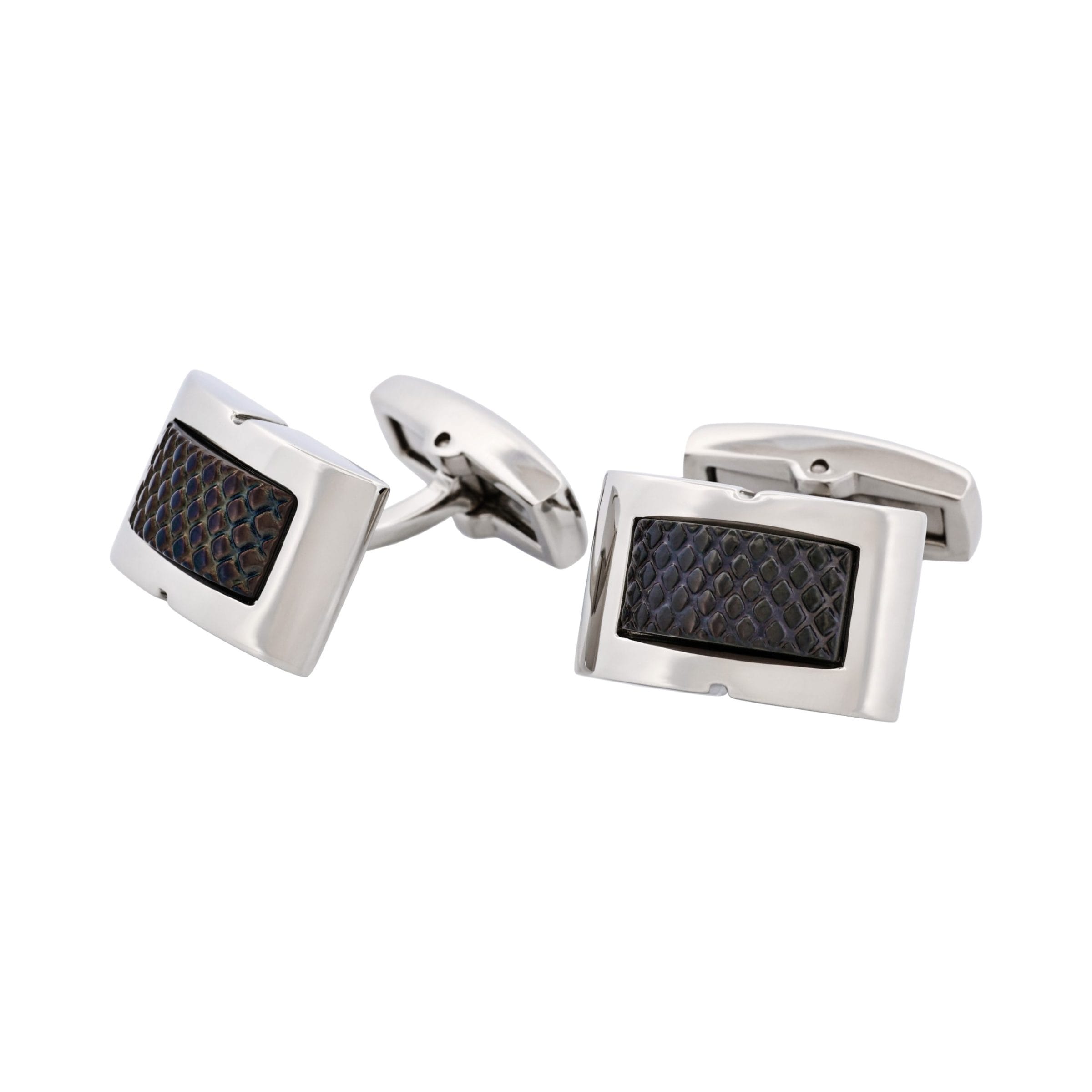 Stainless SteelIon Plated Black Patterned Cufflinks