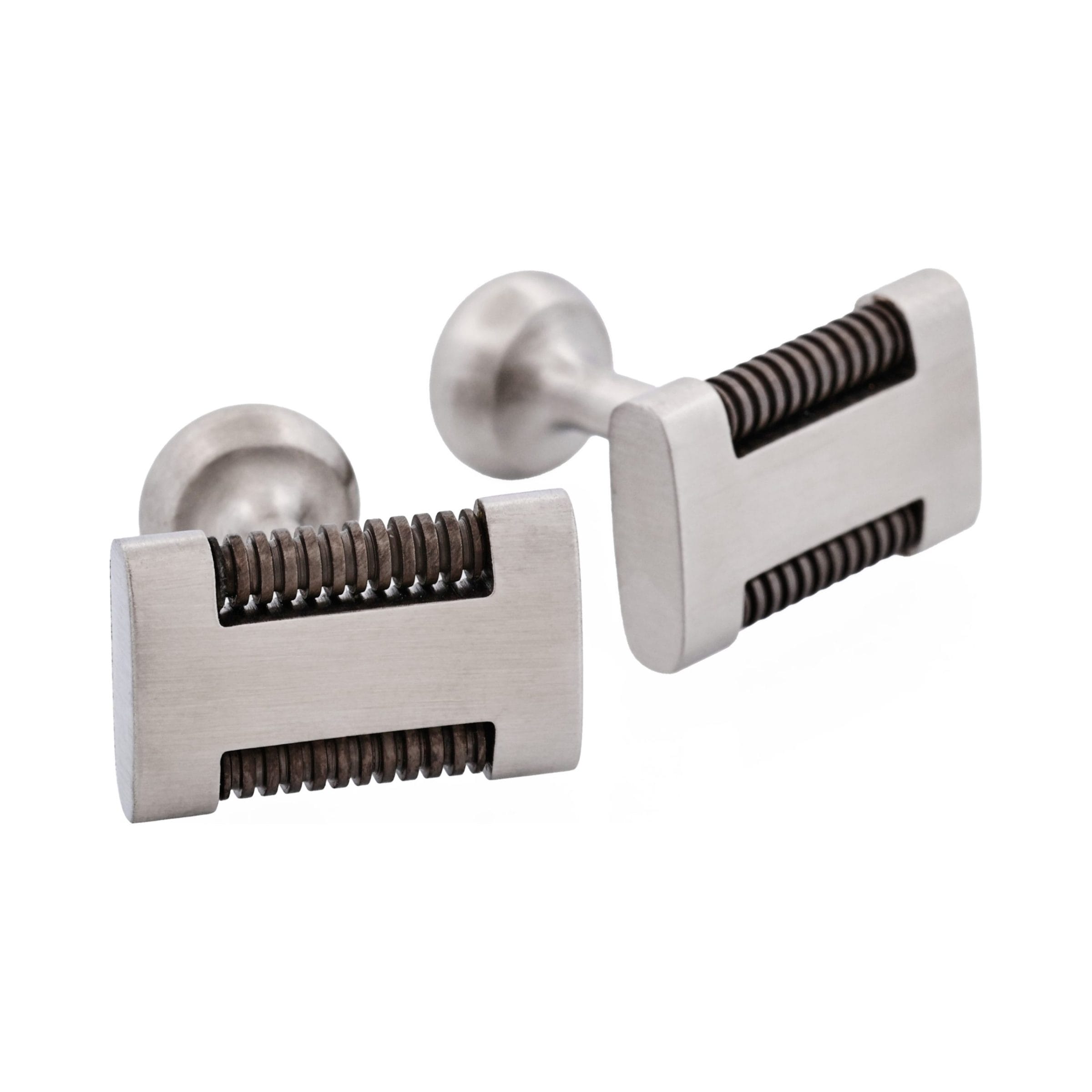 Brushed Stainless Steel & Gun Metal Drill Bar Cufflinks