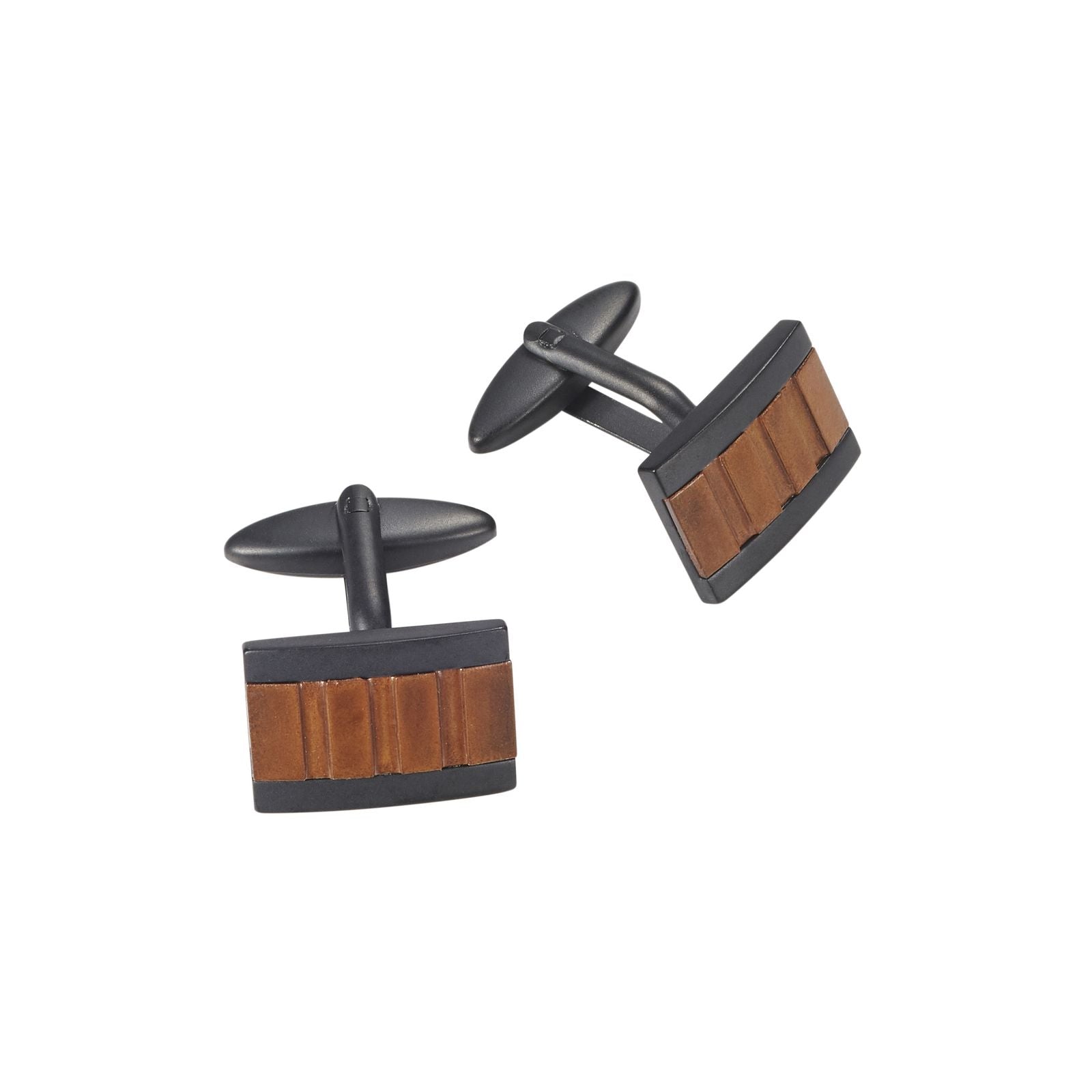 Ion Plated Antique Black Stainless Steel Cufflinks with Rusted Steel Inlay