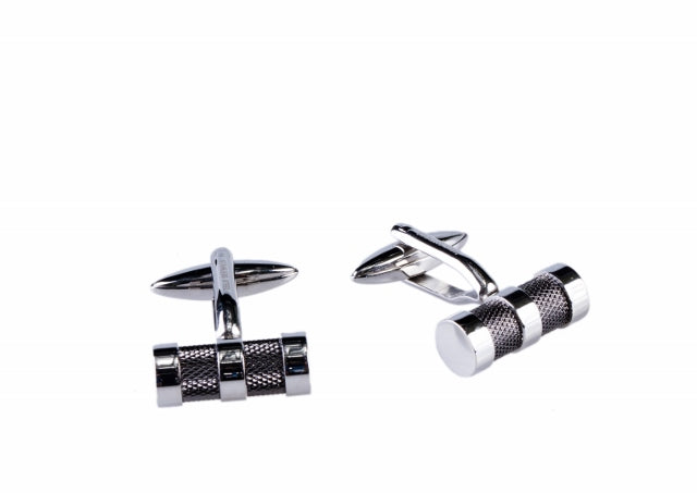 Stainless SteelIon Plated Gun Metal Mesh Tube Cufflinks