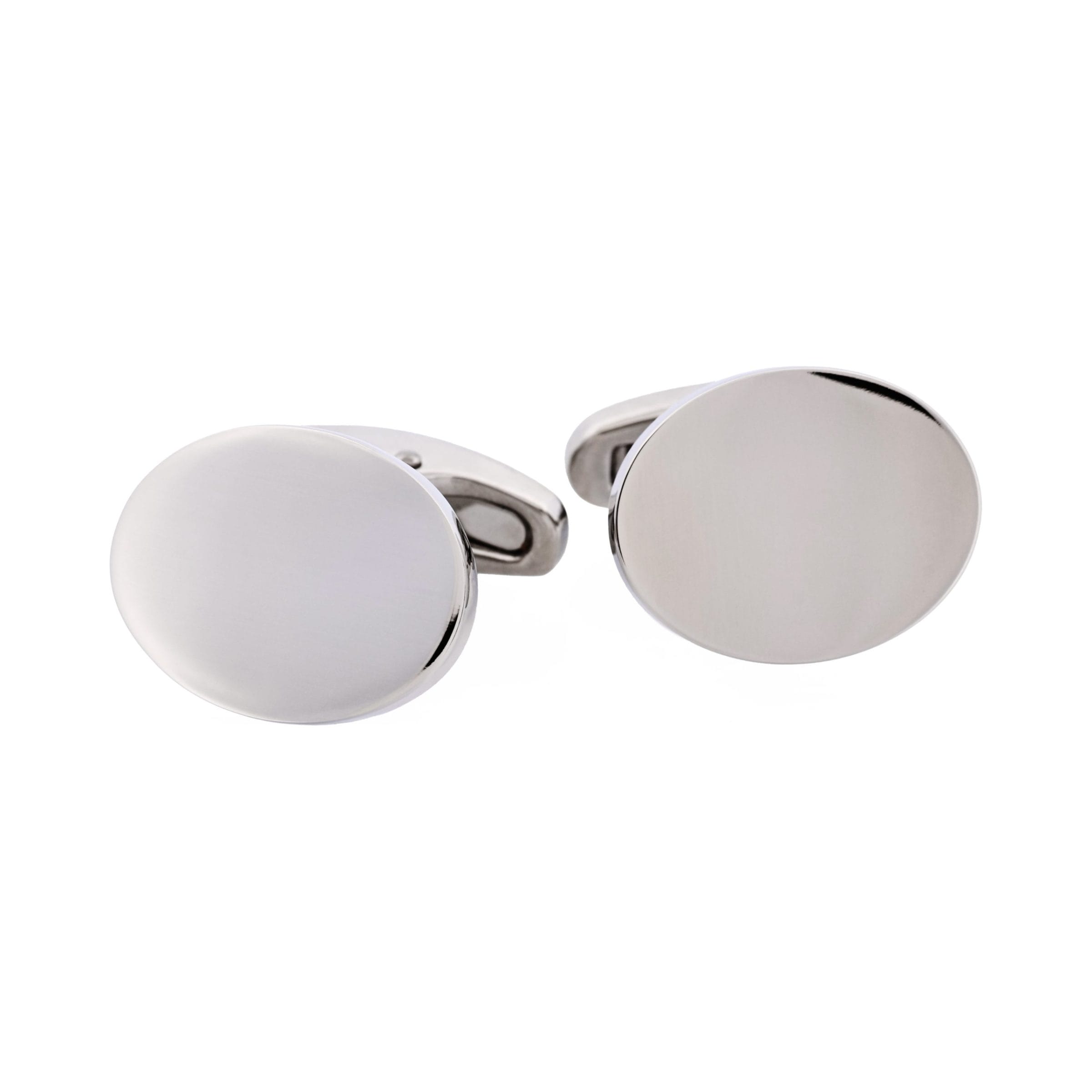 Polished Stainless Steel Oval Cufflinks