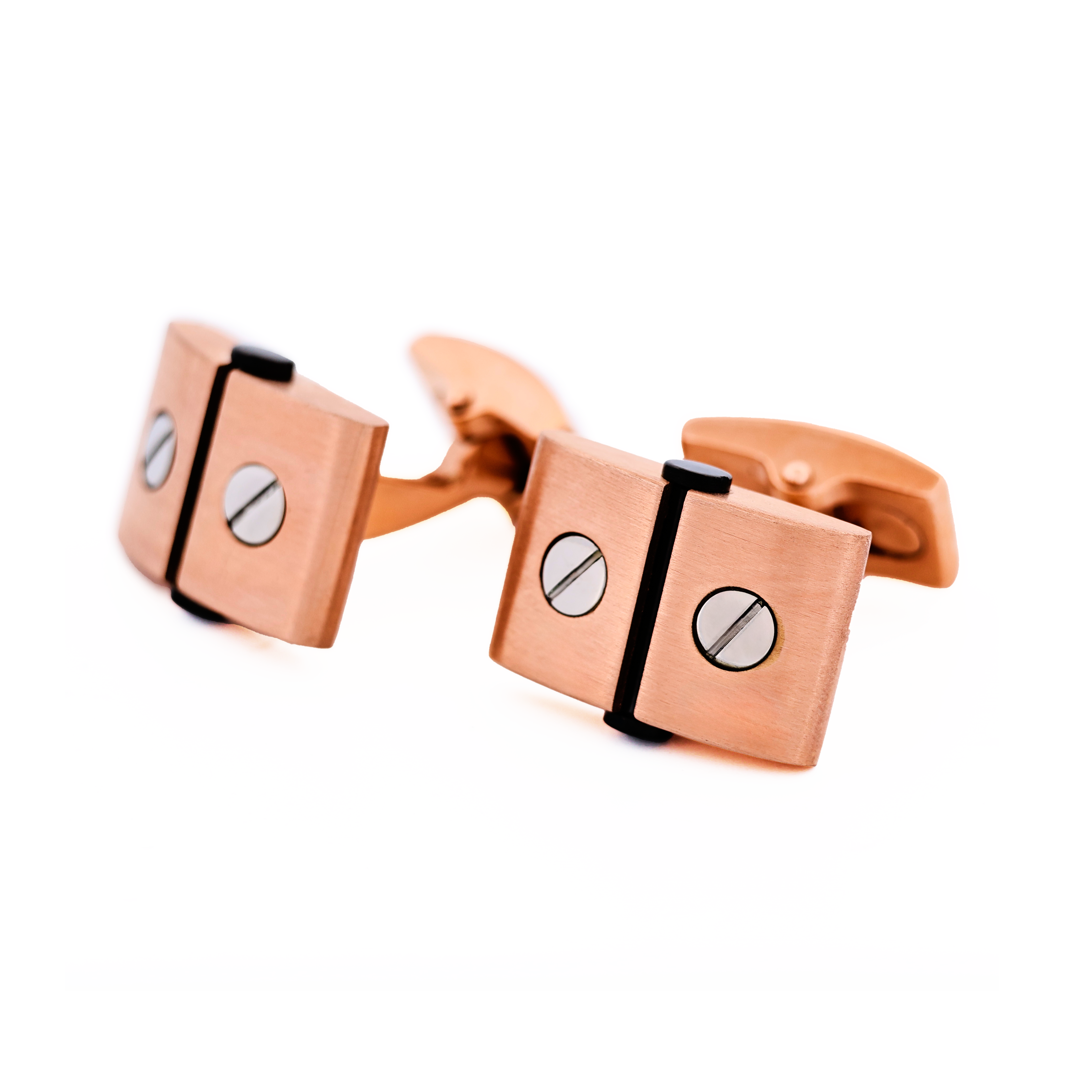 Stainless Steel &Ion Plated Rose Gold &Ion Plated Black Screw Cufflinks