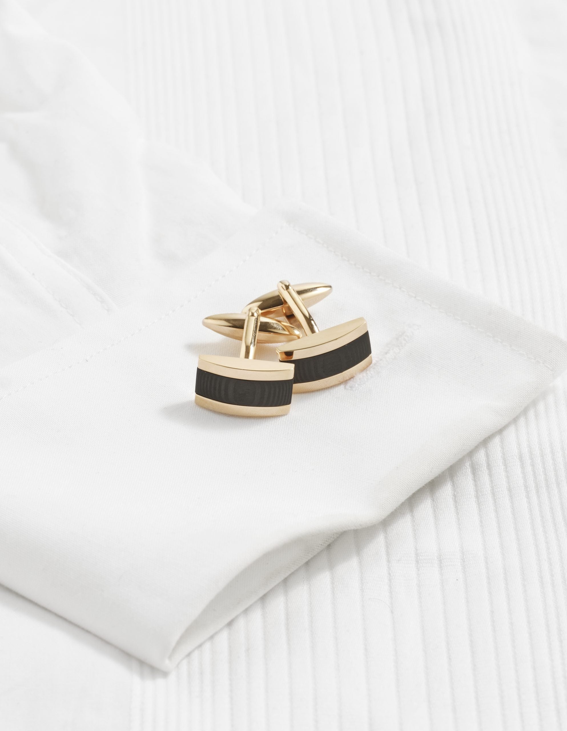 Stainless Steel &Ion Plated Rose Gold & Wood Patterned Carbon Fibre Cufflinks