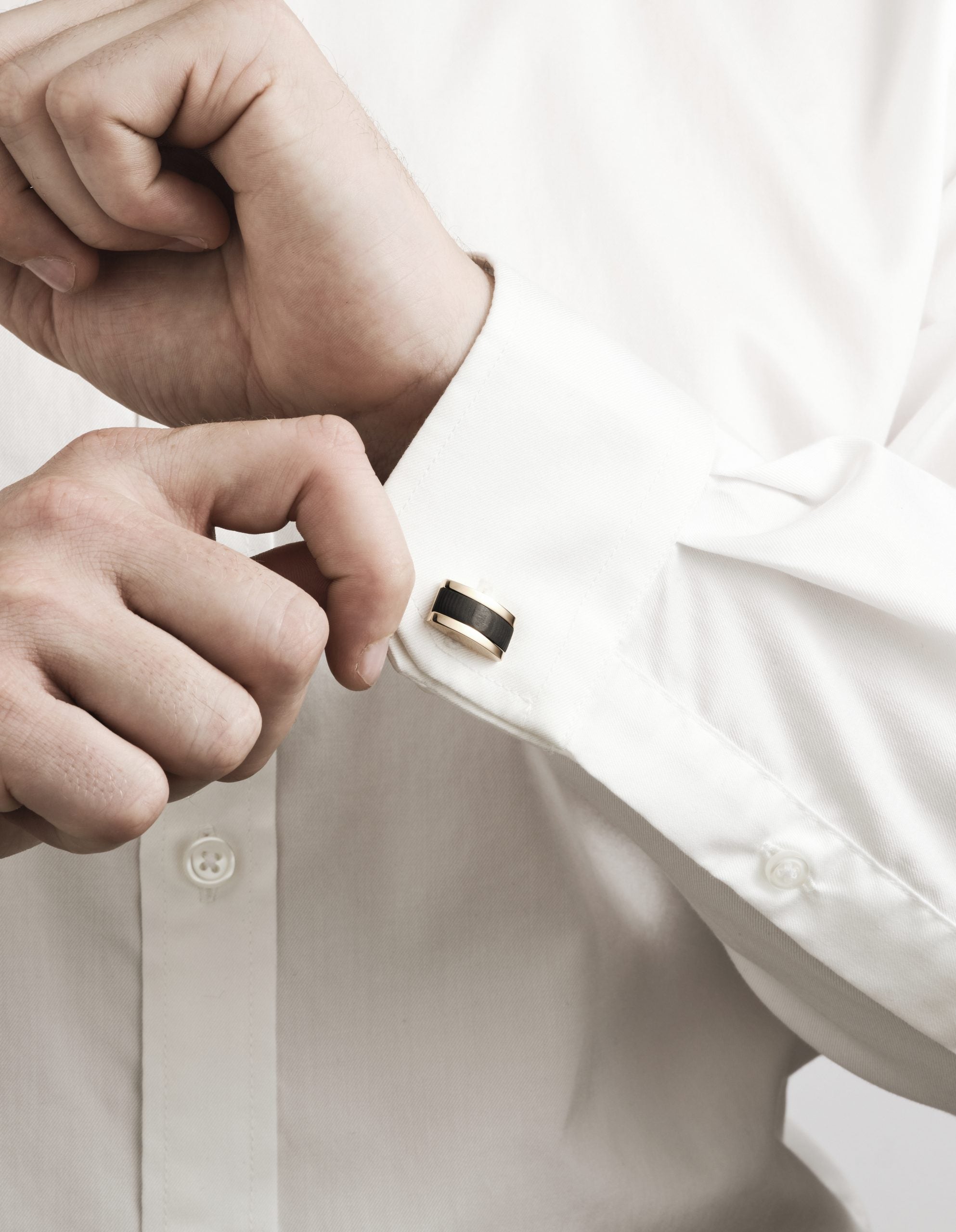 Stainless Steel &Ion Plated Rose Gold & Wood Patterned Carbon Fibre Cufflinks