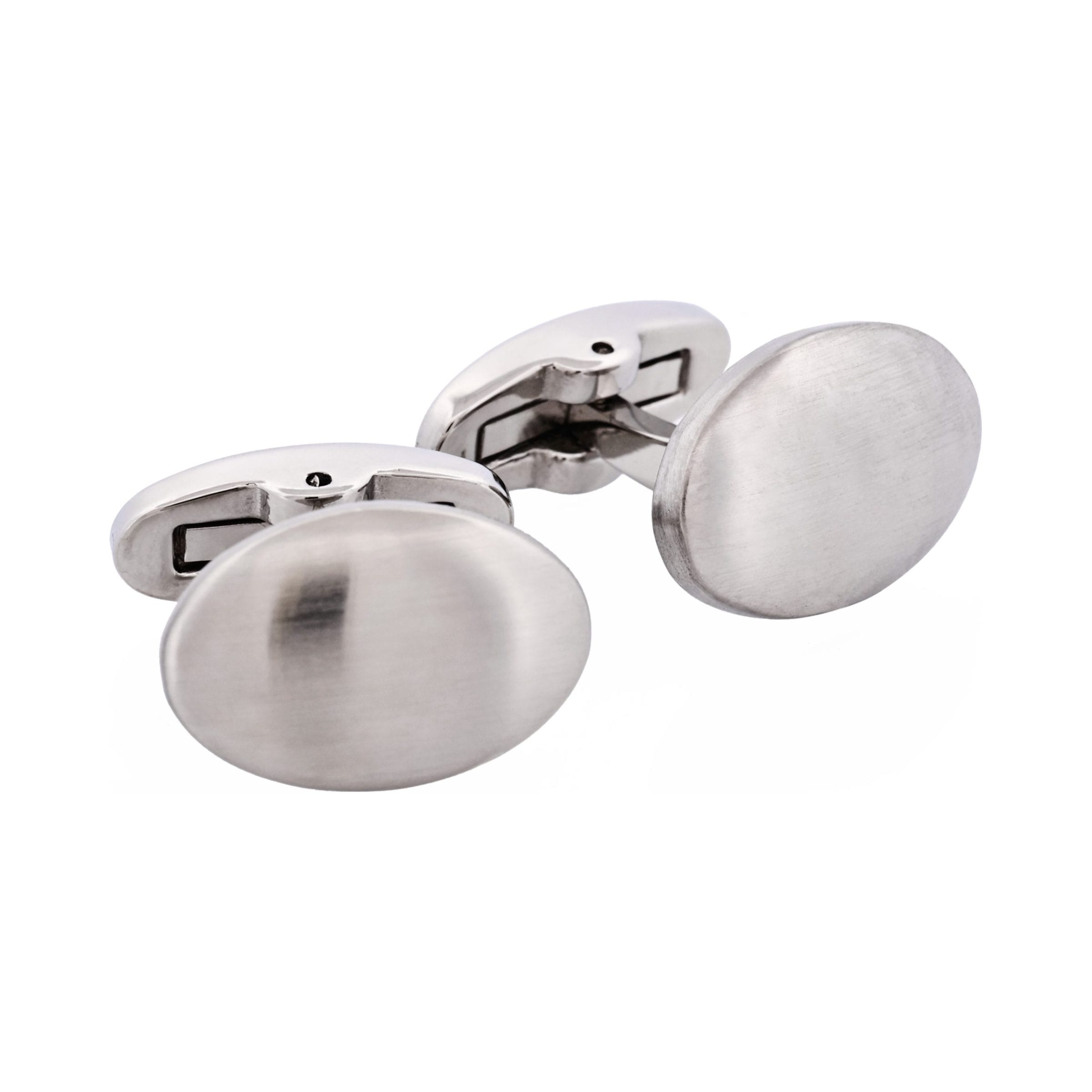 Brushed Stainless Steel Oval Cufflinks