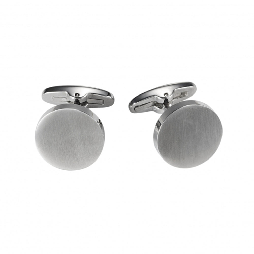 Brushed Round Stainless Steel Cufflinks