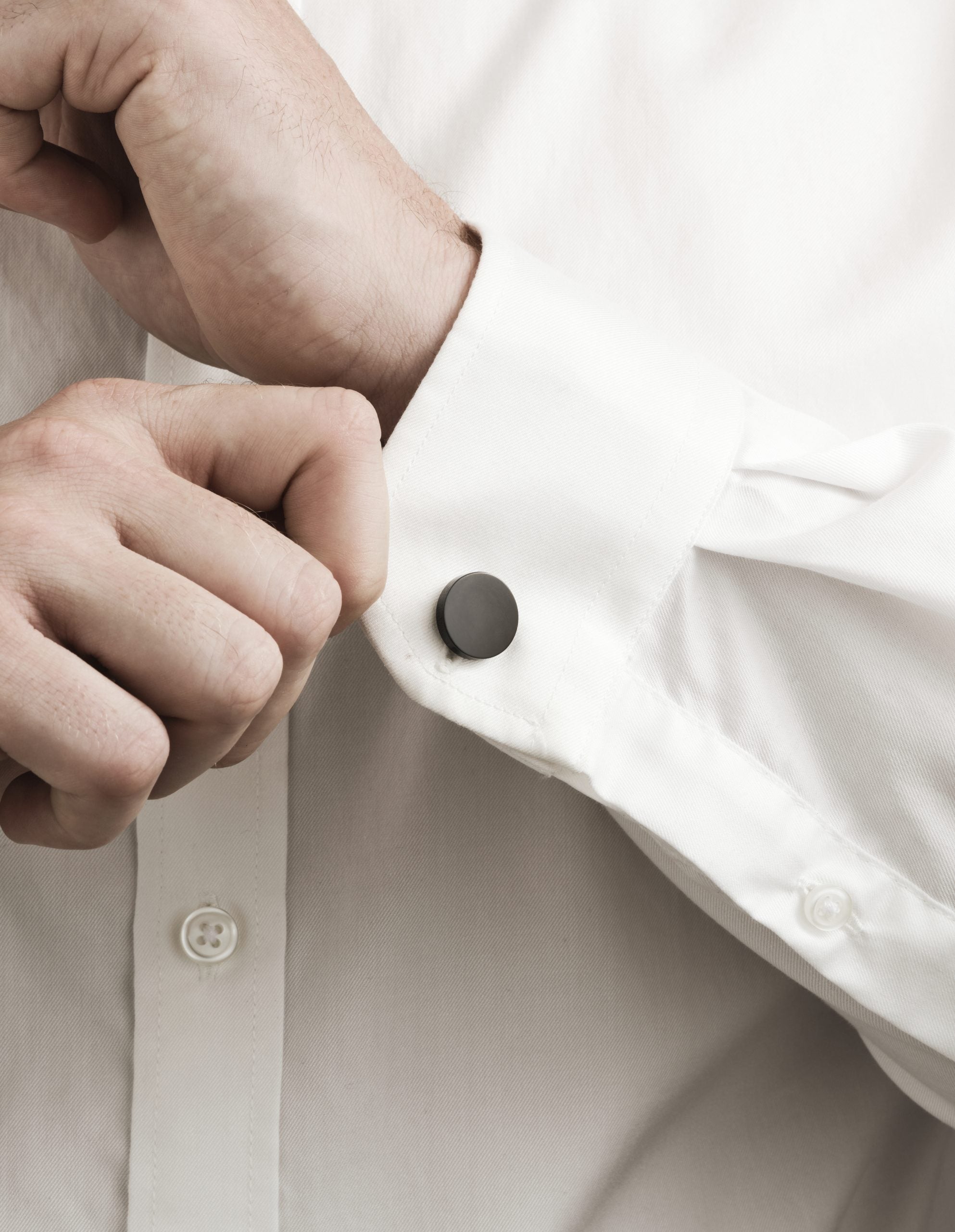 Ion Plated Brushed Black Round Stainless Steel Cuffllinks