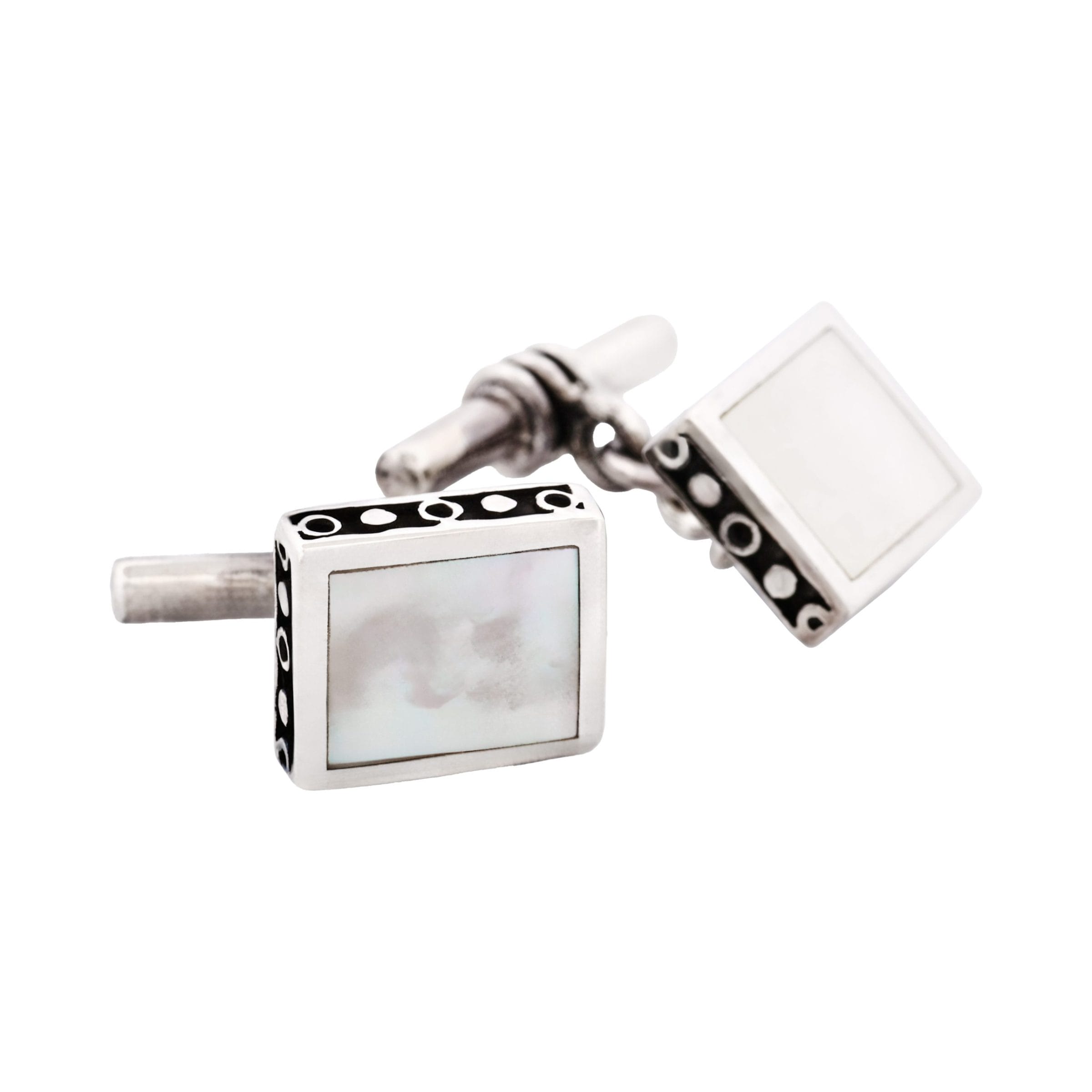 Sterling Silver & Square Mop Chain Cufflinks
