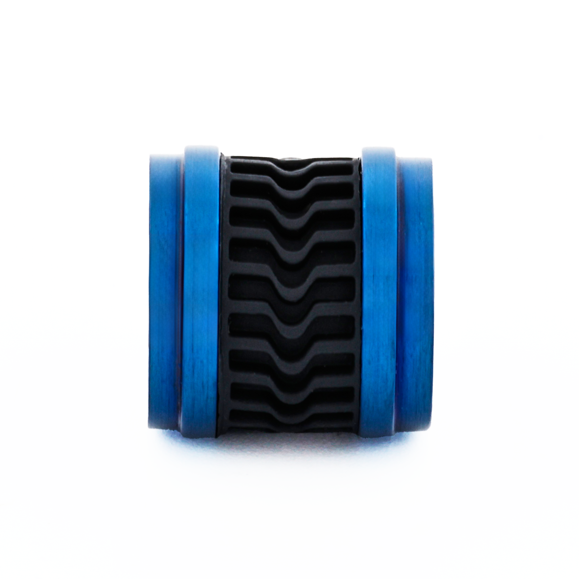 Ion Plated Blue Black Rubber Bead