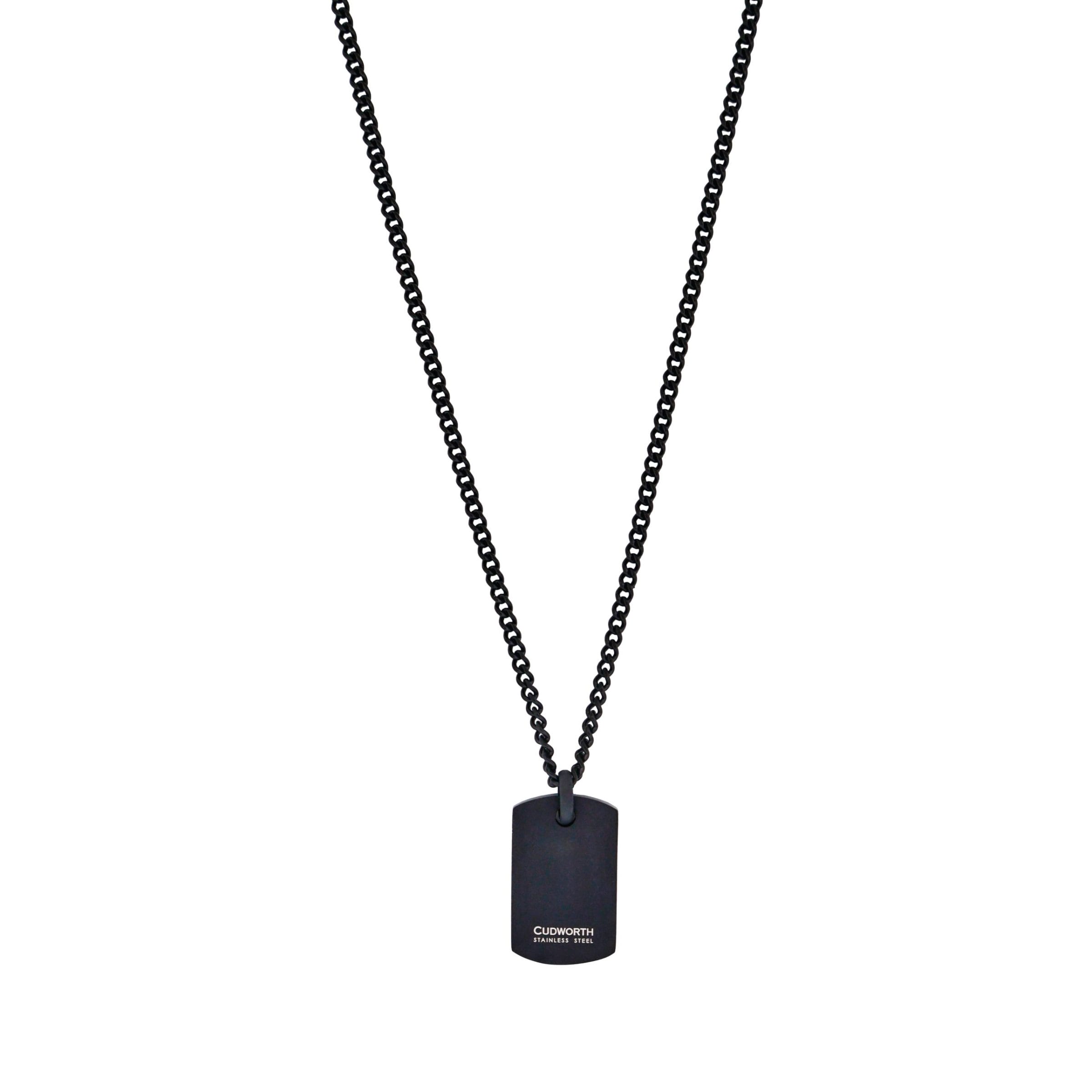 Ion Plated Black Stainless Steel Tyre Pattern Dog Tag Pendant & Chain