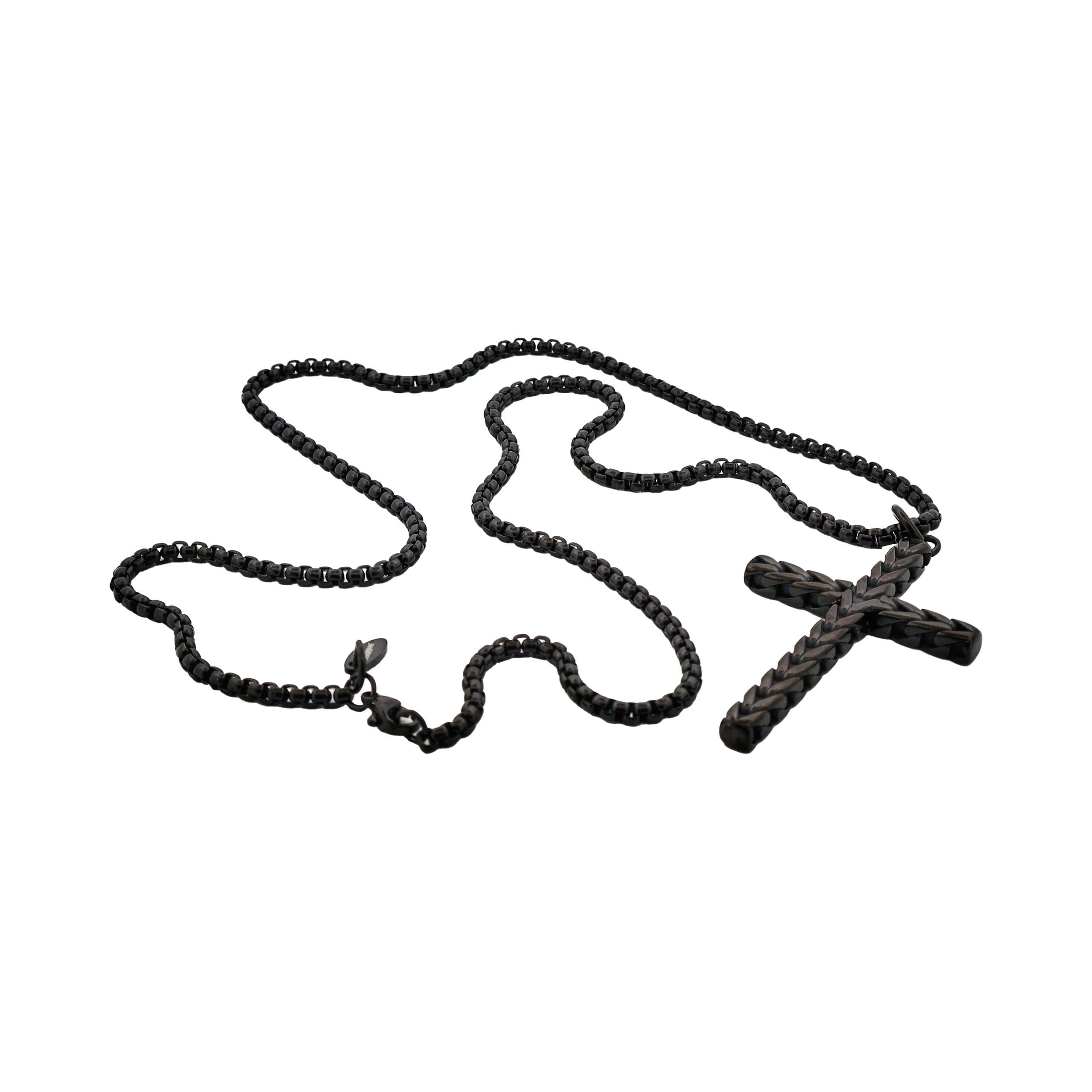 Ion Plated Black Stainless Steel Cross & Chain