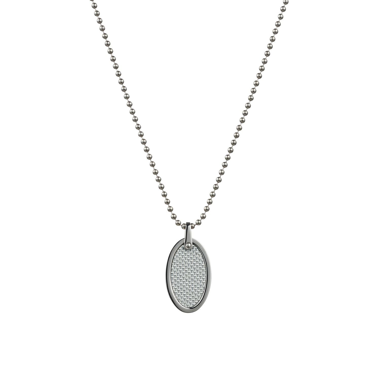 Stainless Steel & Fibreglass Oval Pendant on 55cm Ball Chain