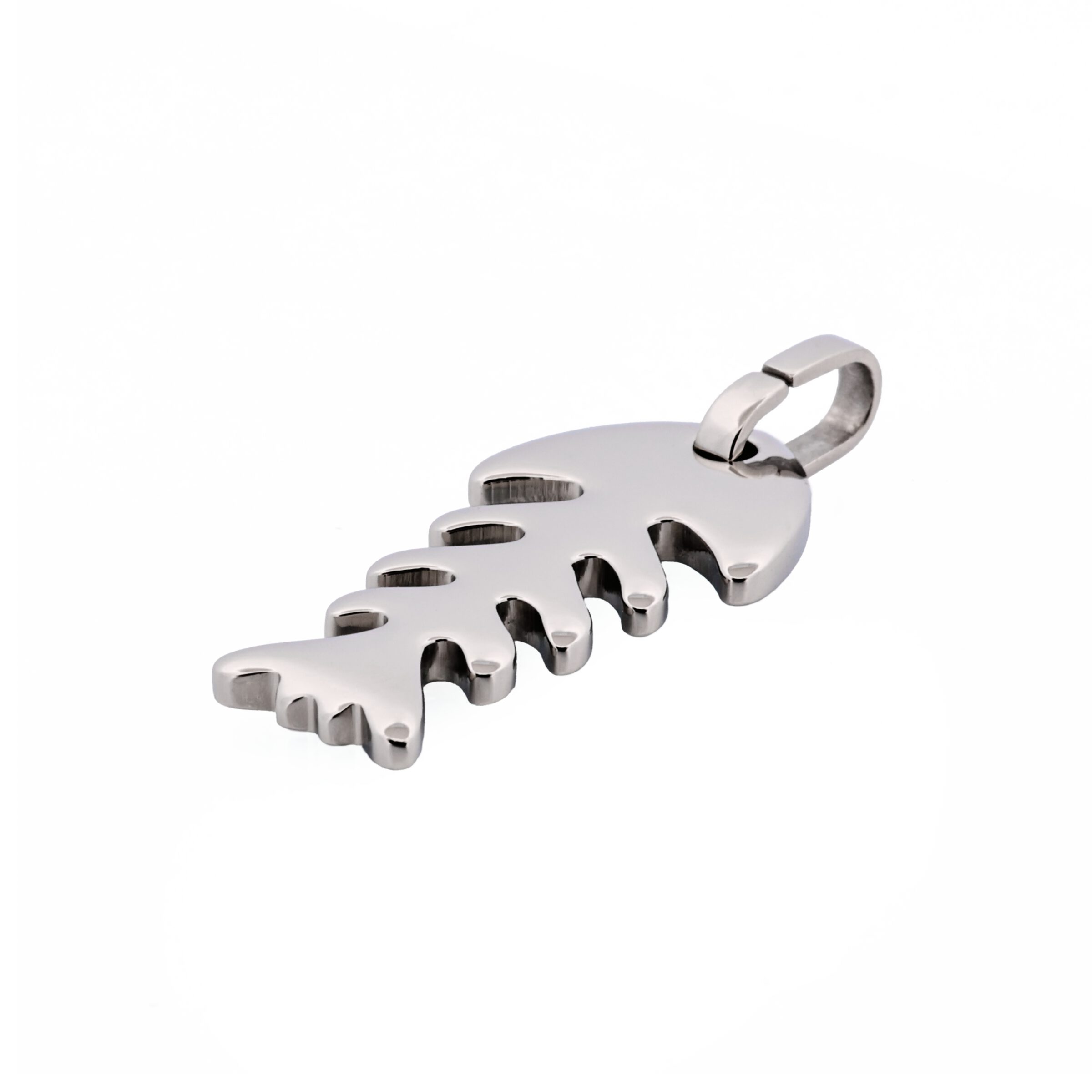 Polished Stainless Steel Fishbone Pendant
