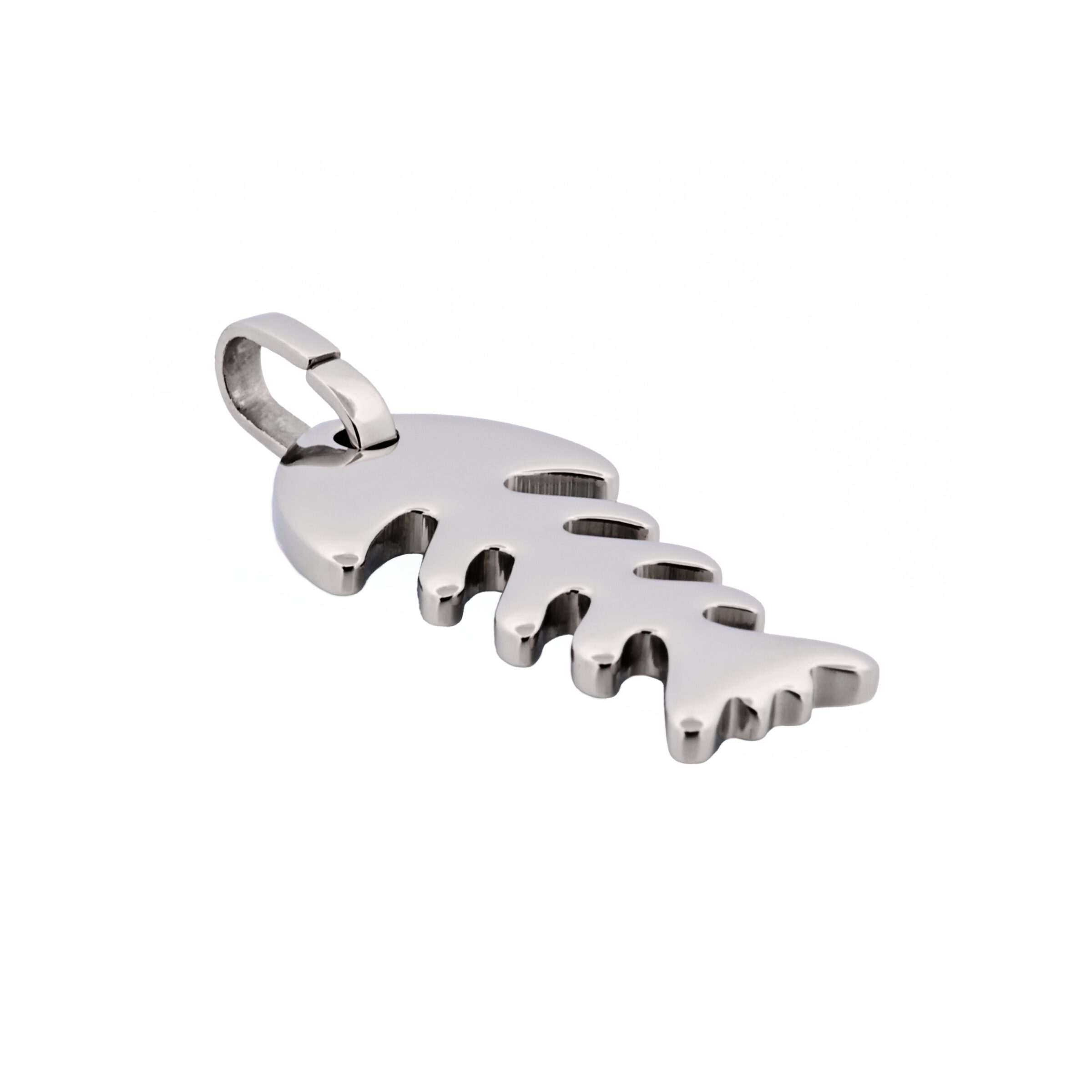 Polished Stainless Steel Fishbone Pendant