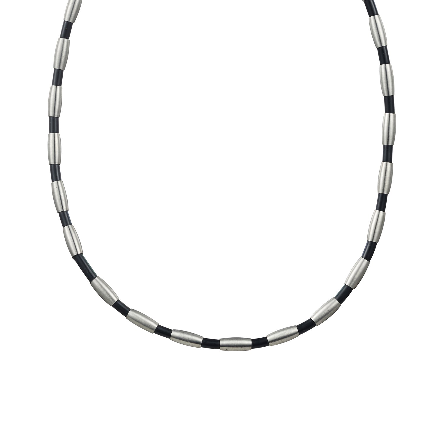 Brushed Stainless Steel Bead & Rubber Chain