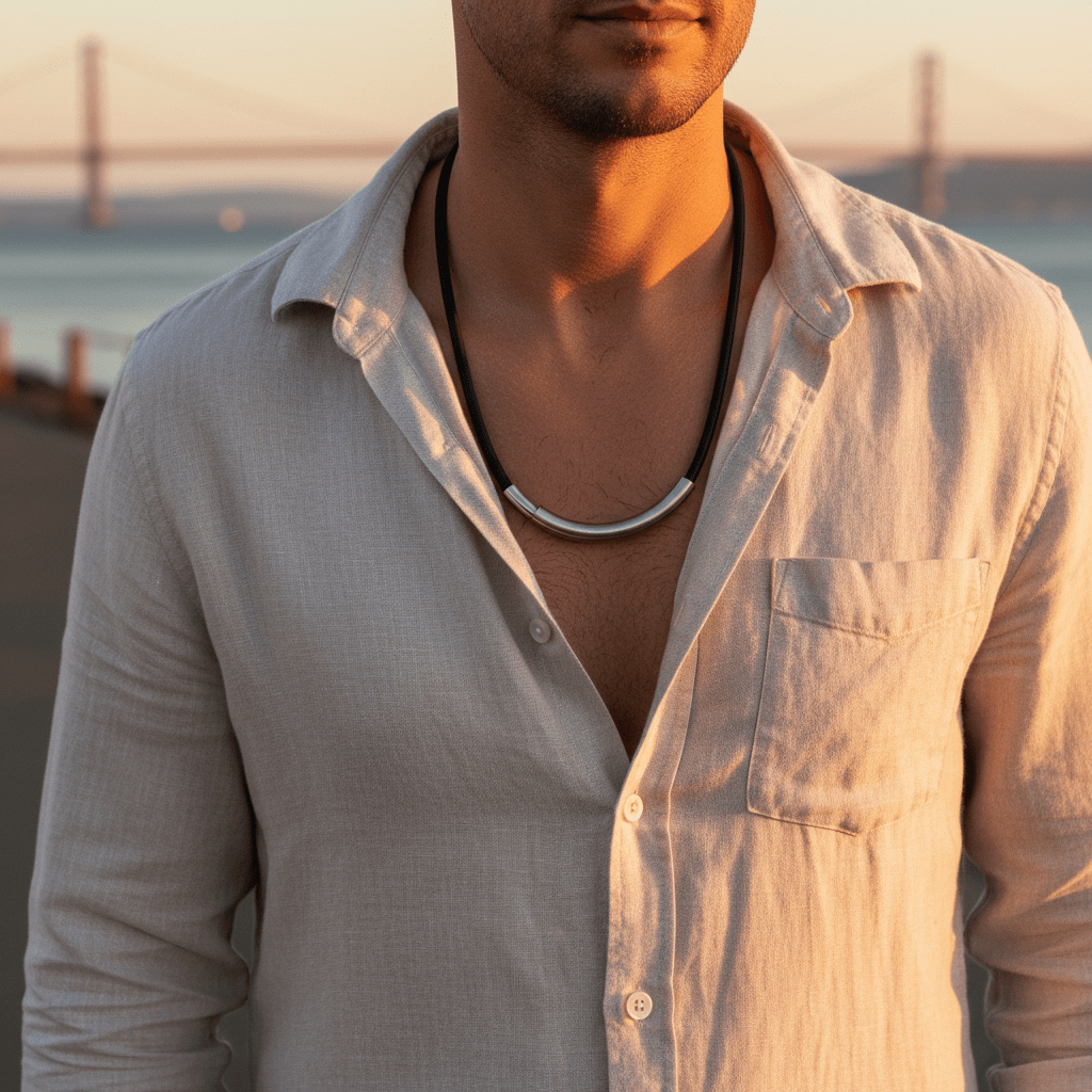 Brushed Stainless Steel with Rubber Neckpiece