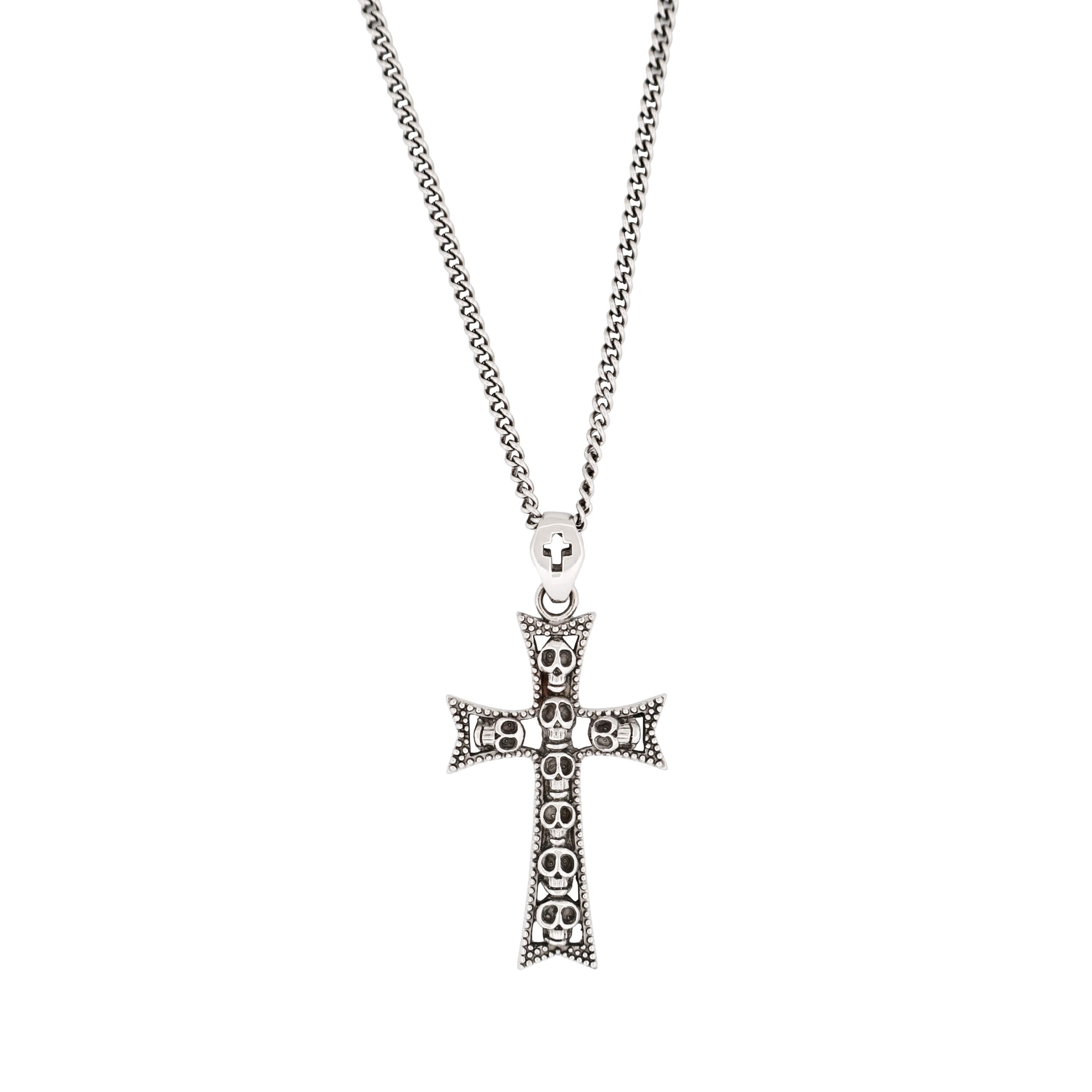 Alloy & Gothic Skull Cross Pendant on 55cm Chain