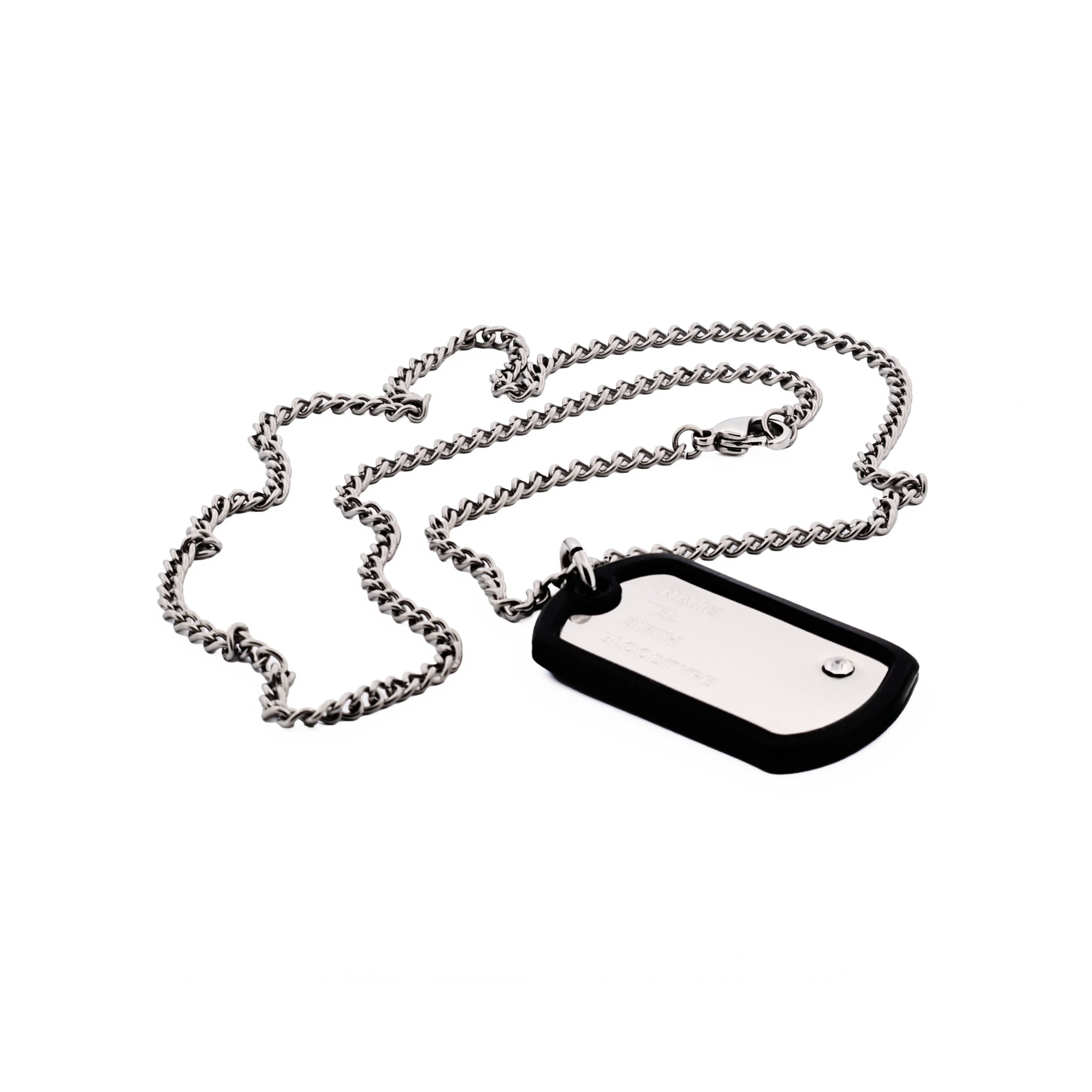 Stainless Steel & Rubber Dog Tag & Chain