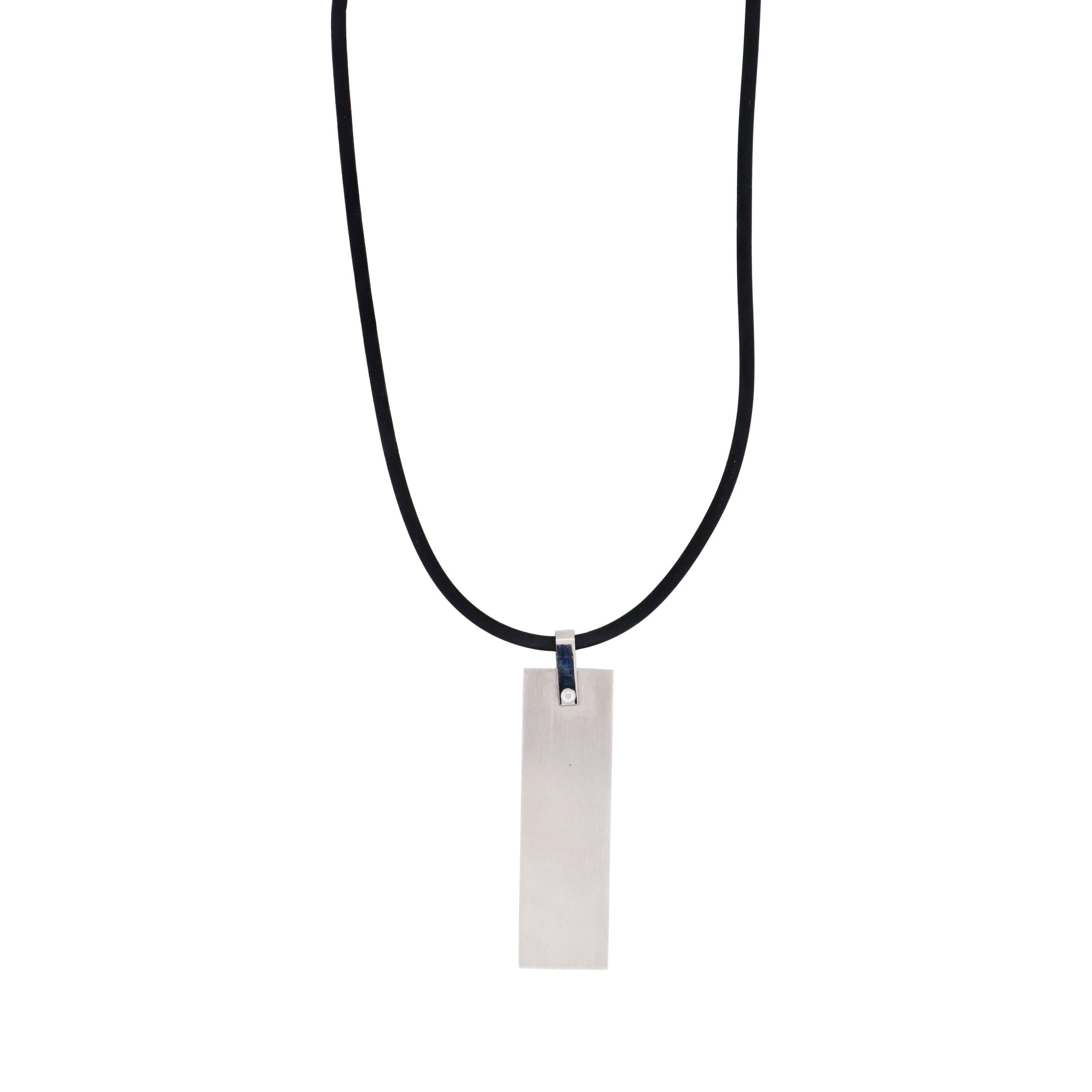 Stainless Steel & Carbon Fibre Dog Tag & Rubber Chain