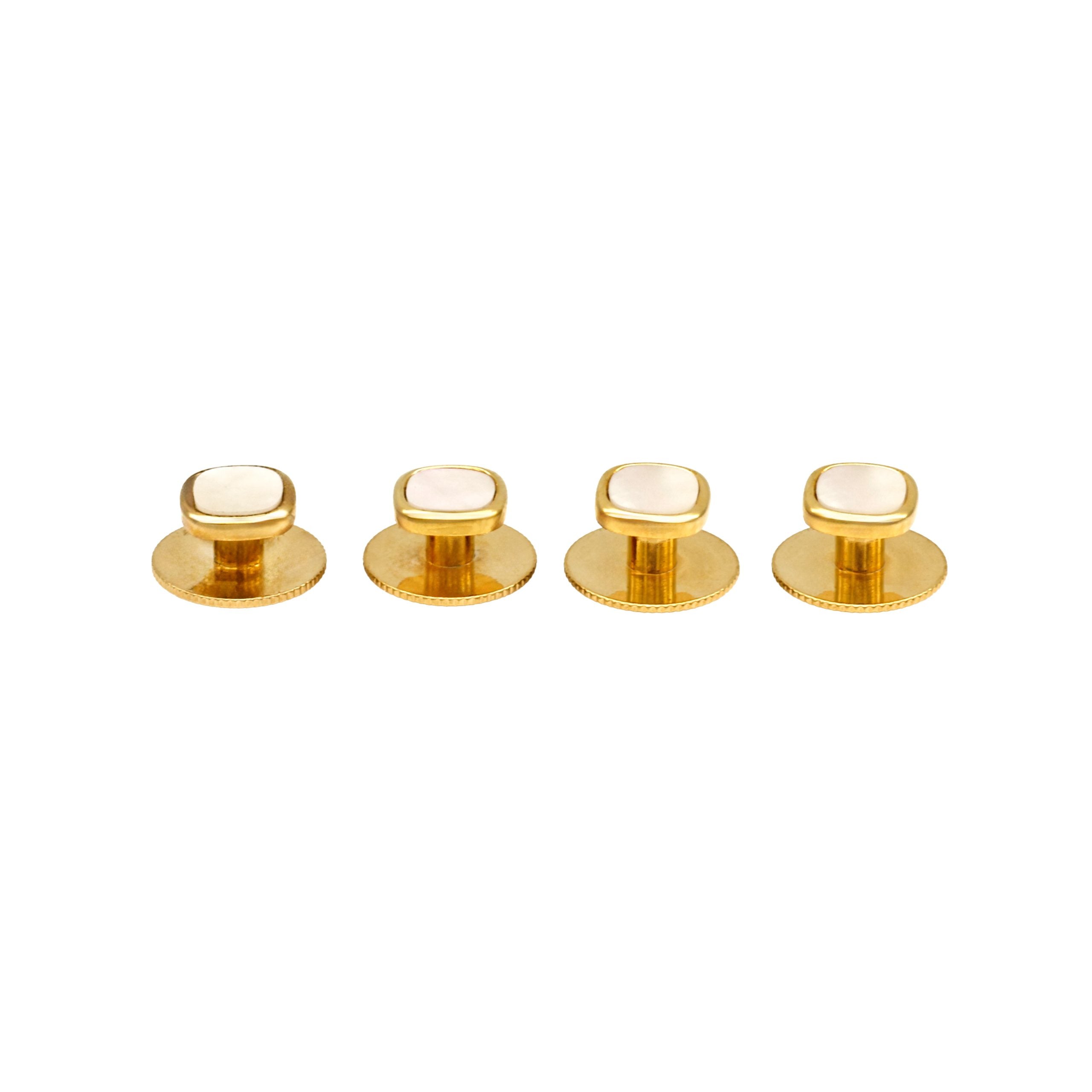 Square gold with MOP & screw back stud (pack of 4)