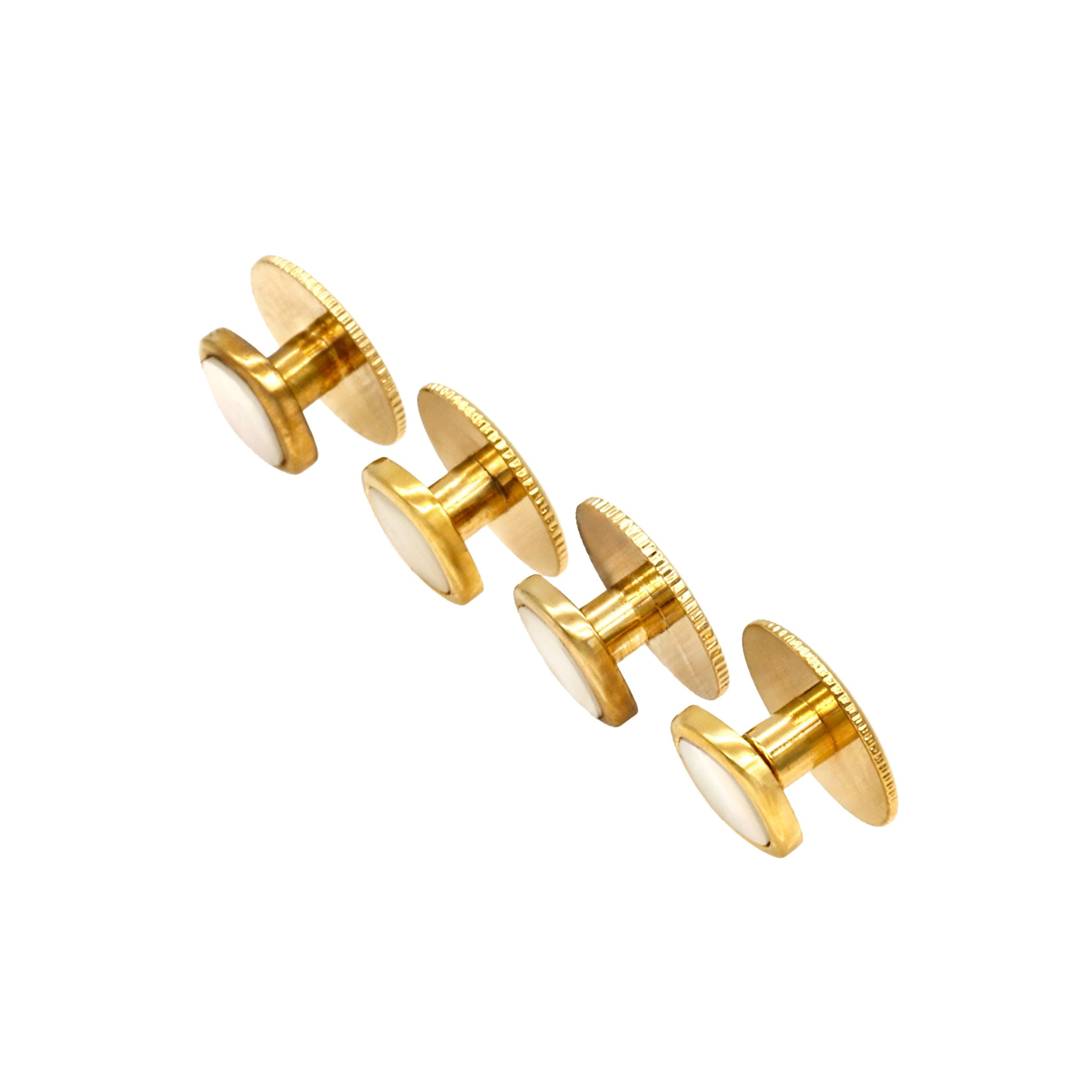 Square gold with MOP & screw back stud (pack of 4)