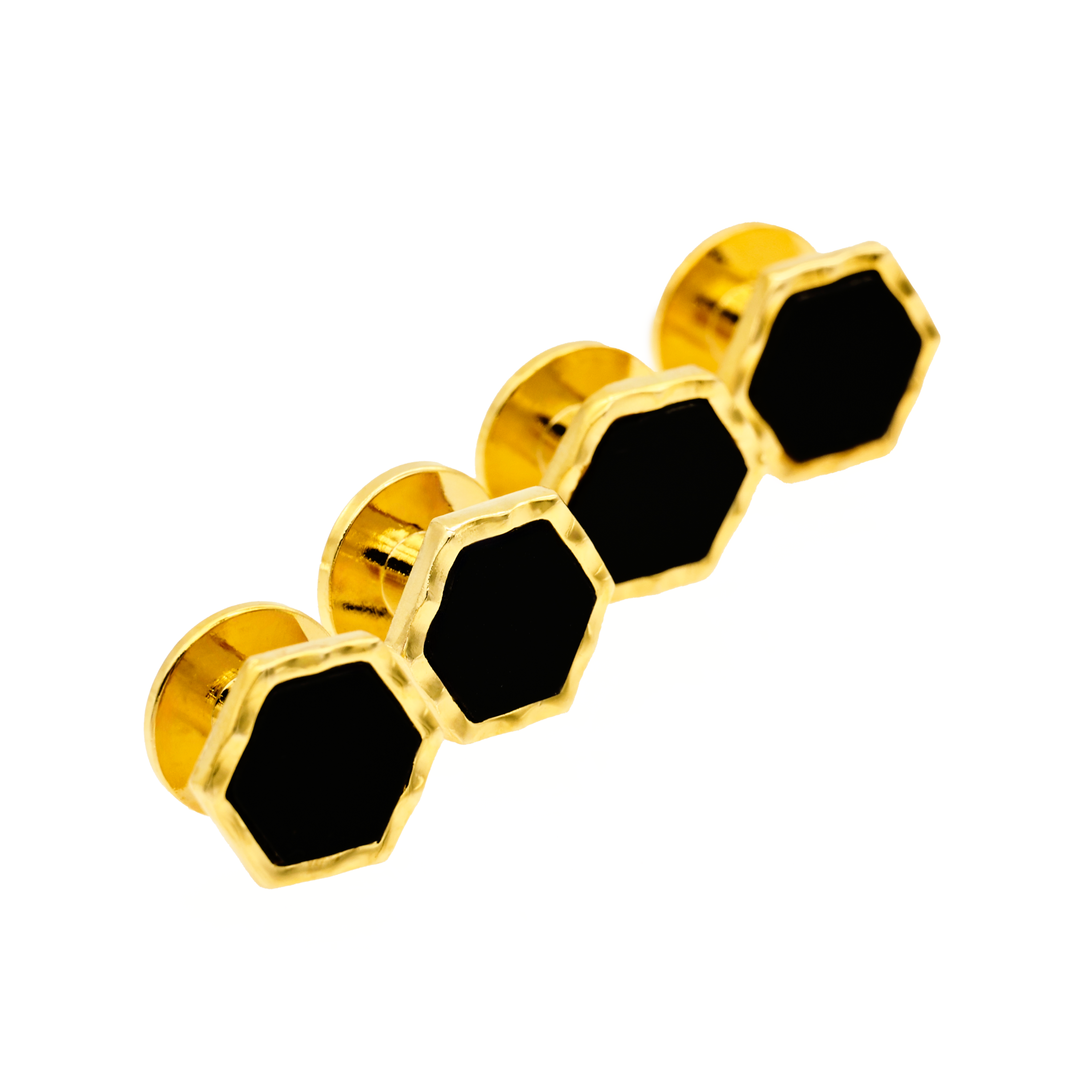 Black/Gold hexagon Stud (pack of 4)