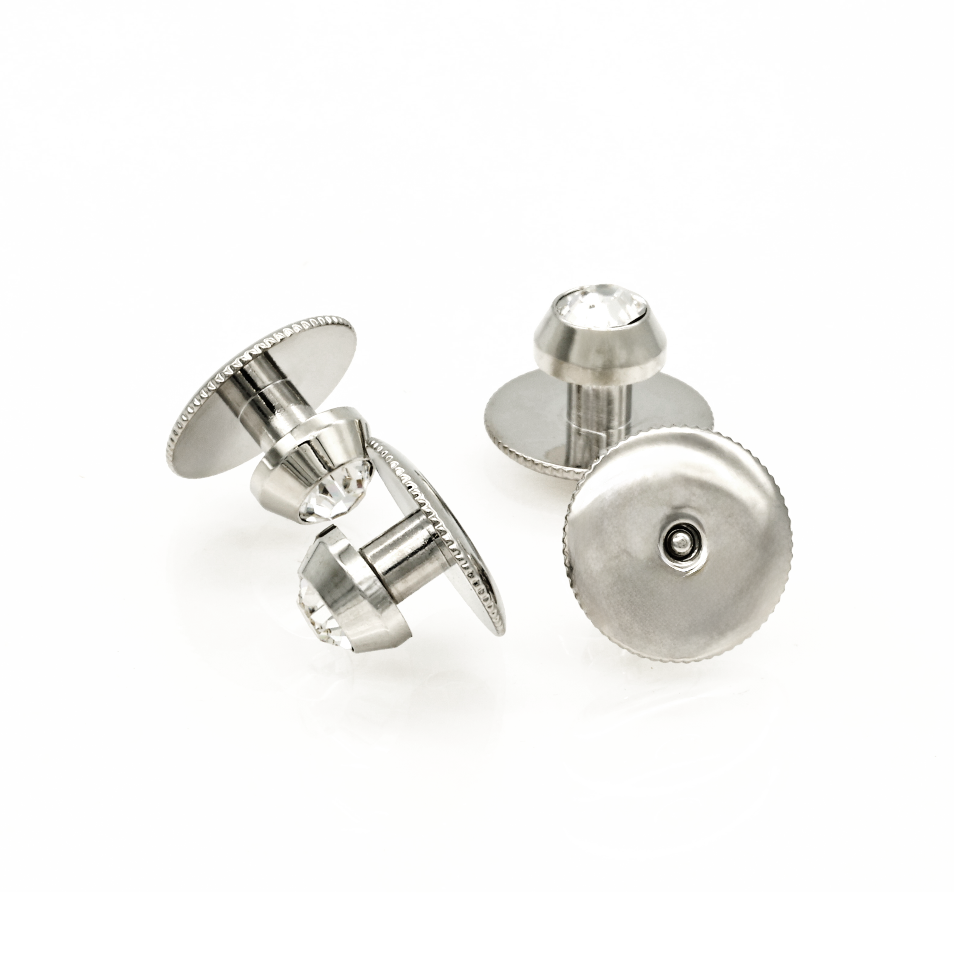Rhodium Crystal Mushroom Shirt Studs (pack of4)