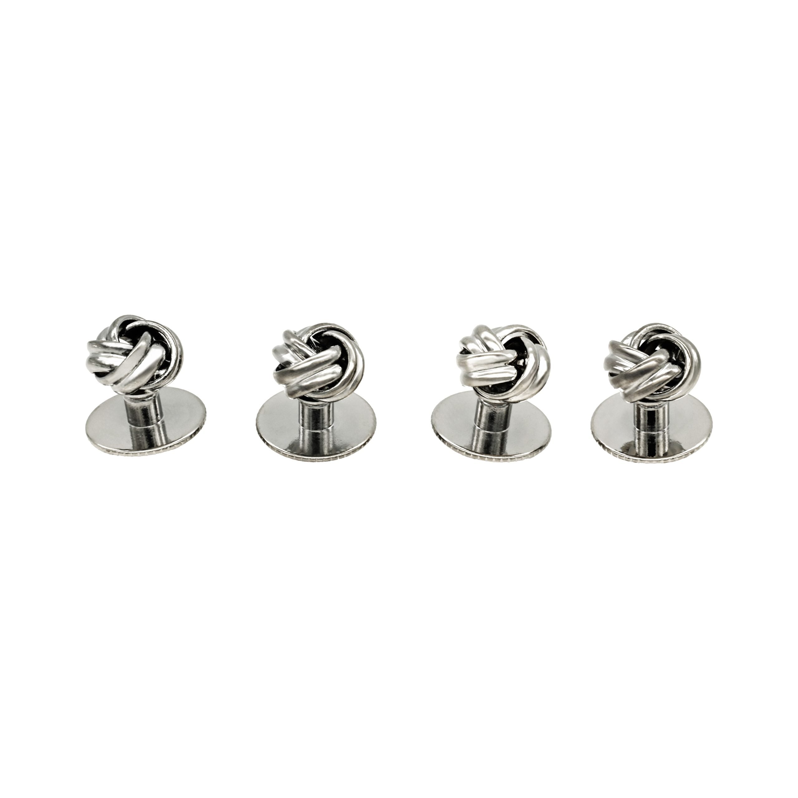 Rhodium Knot Screw Shirt Stud (set of 4)