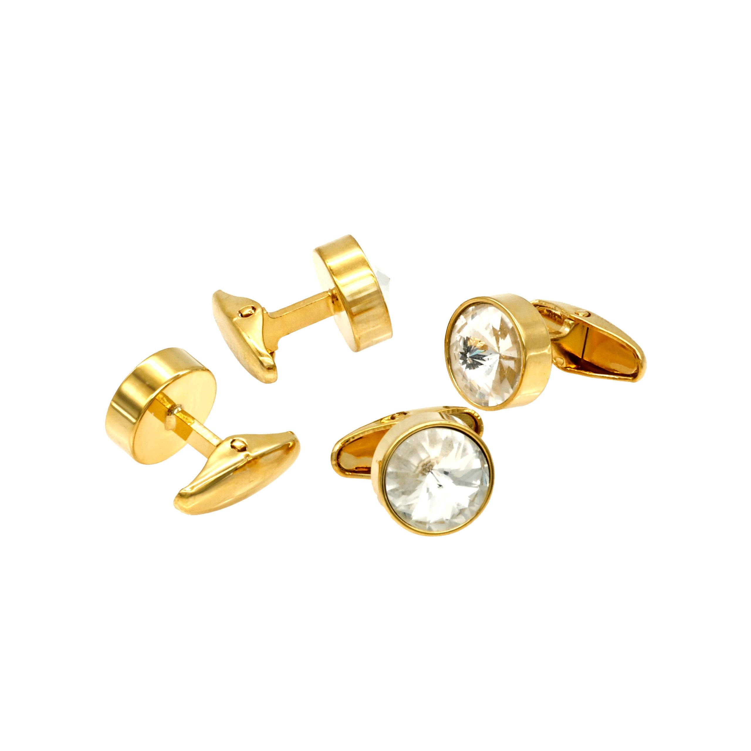 Gold Crystal Shirt Studs (set of 4)