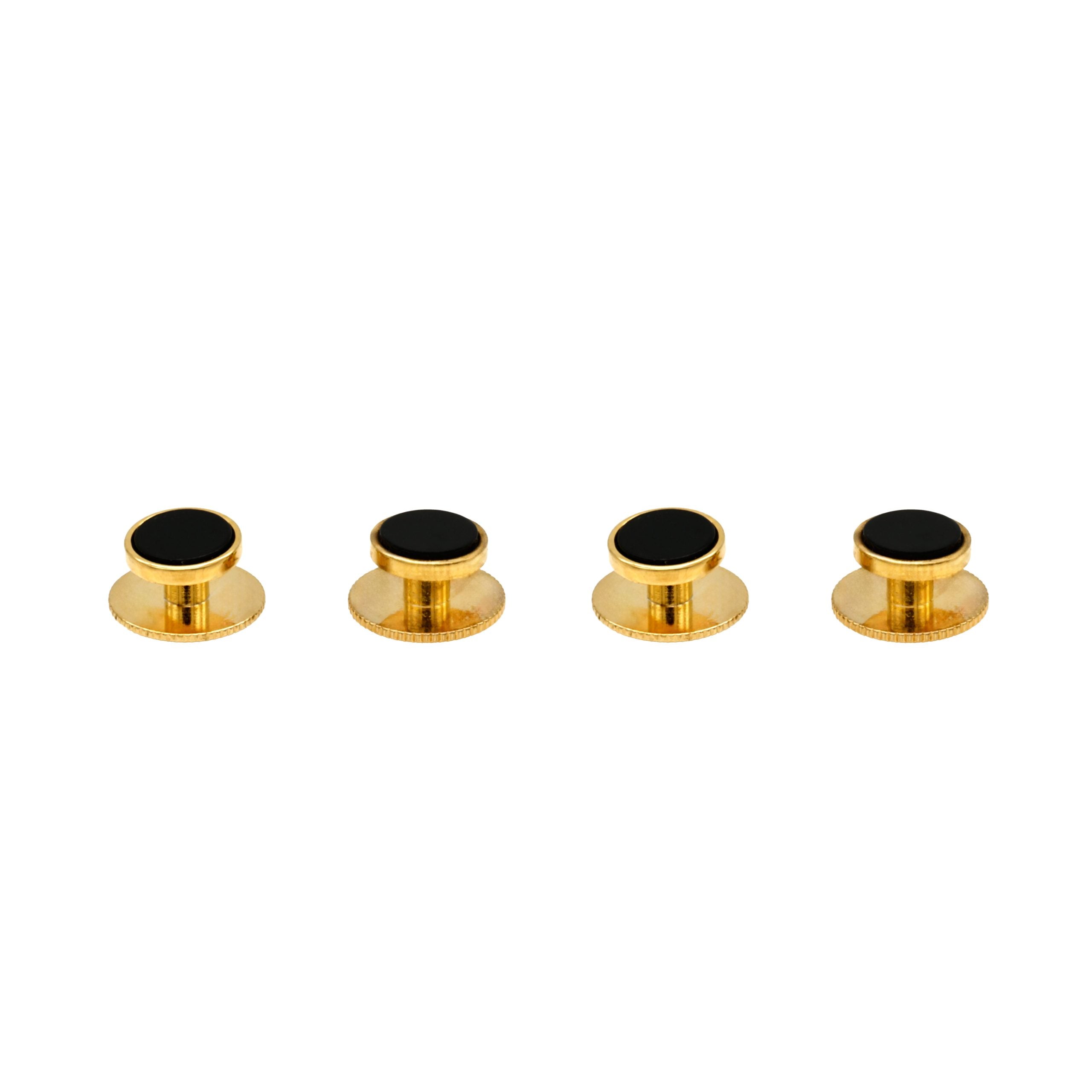 Gold Black Rnd Screw Shirt Stud (set of 4)