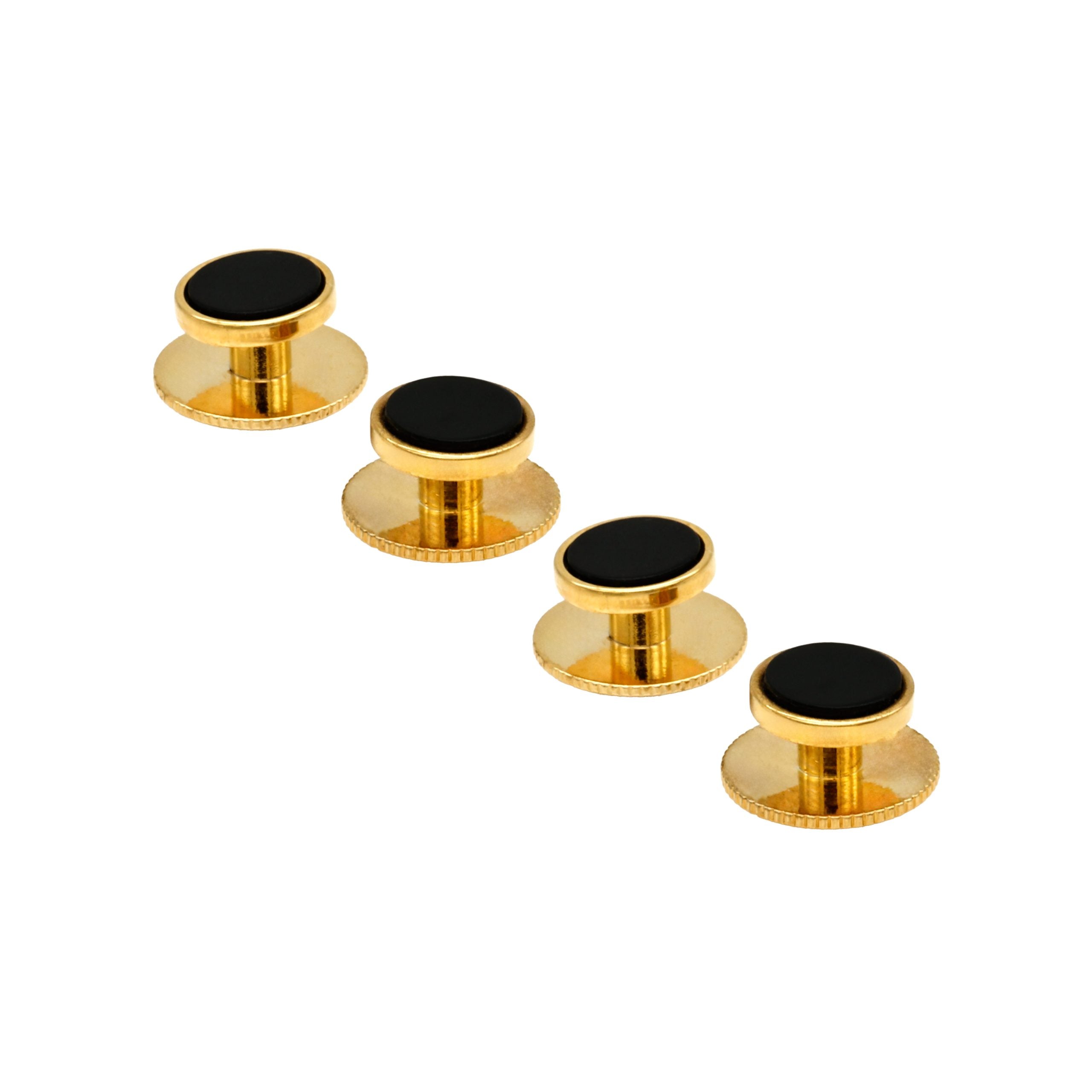 Gold Black Rnd Screw Shirt Stud (set of 4)