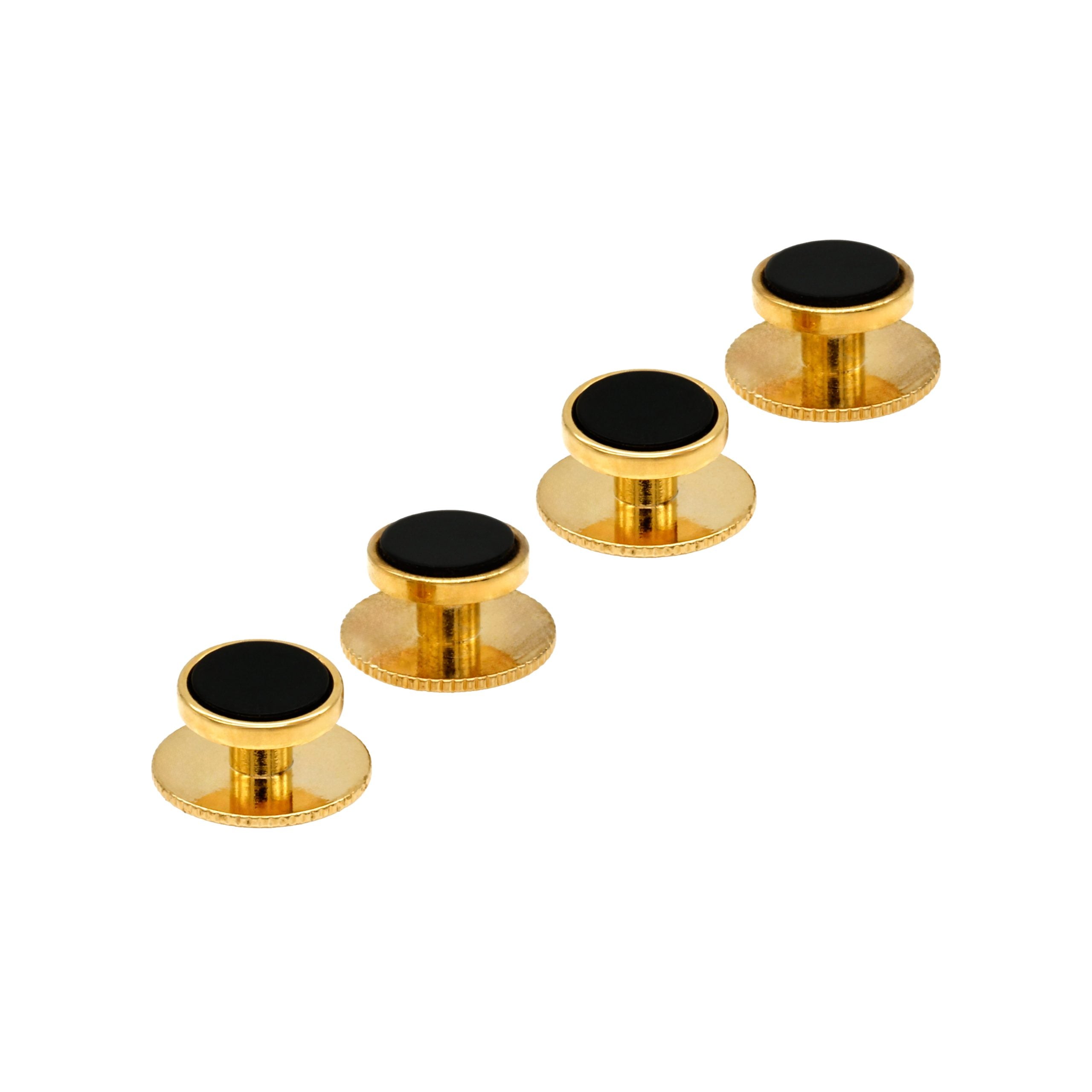 Gold Black Rnd Screw Shirt Stud (set of 4)