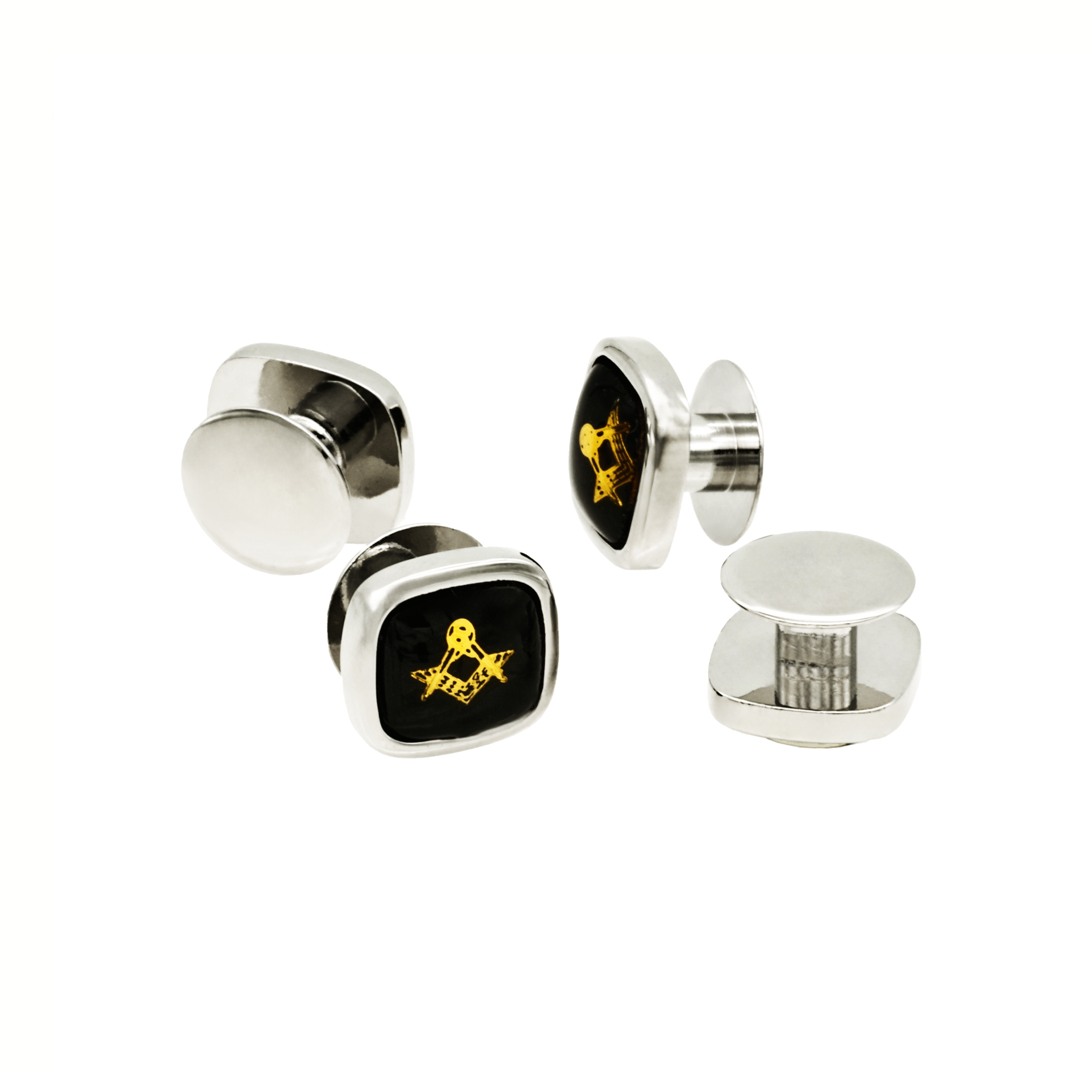 Rhodium and Black Masonic Shirt Stud