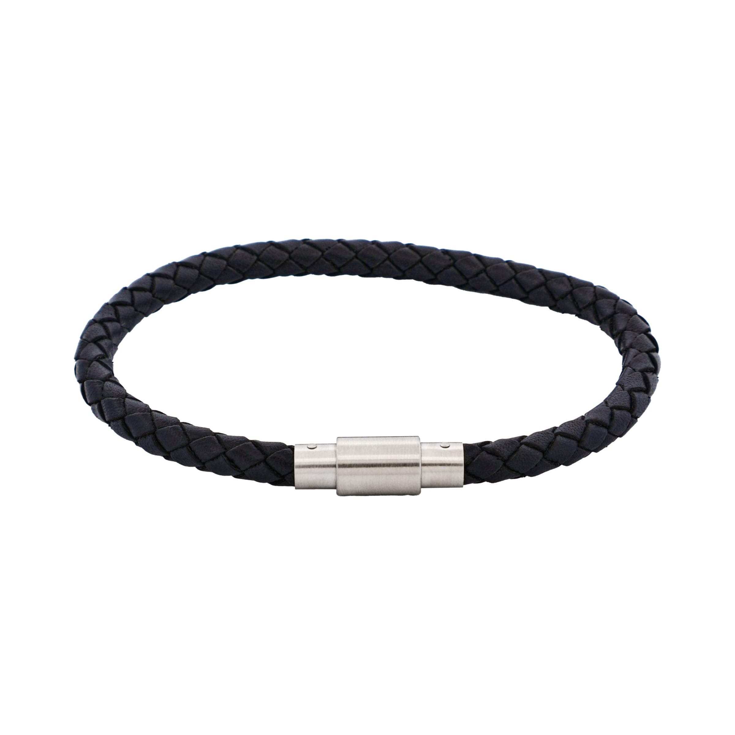 Black Leather /Stainless Steel Bracelet
