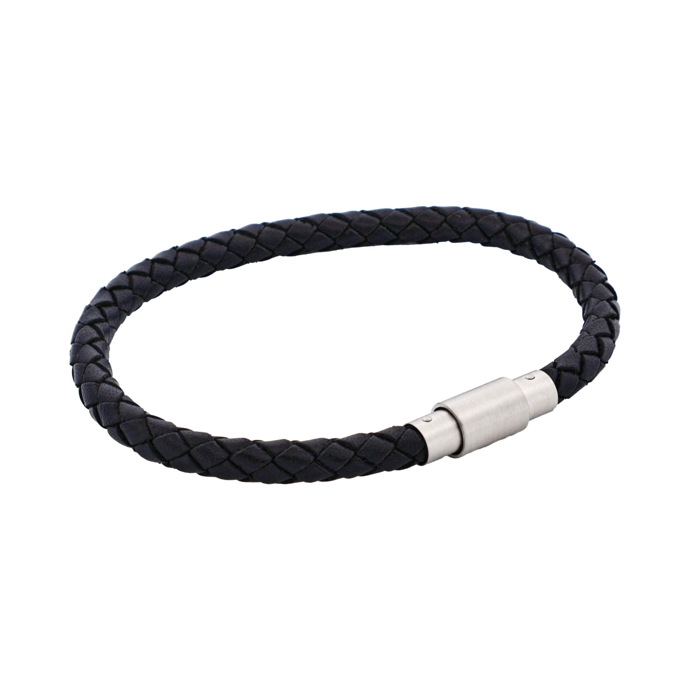 Black Leather /Stainless Steel Bracelet