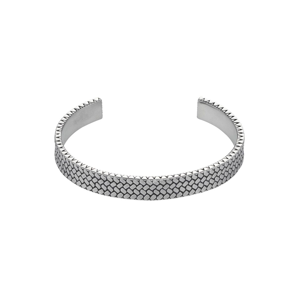 Stainless Steel Sandblasted Tyre Patterned Cuff/Bangle
