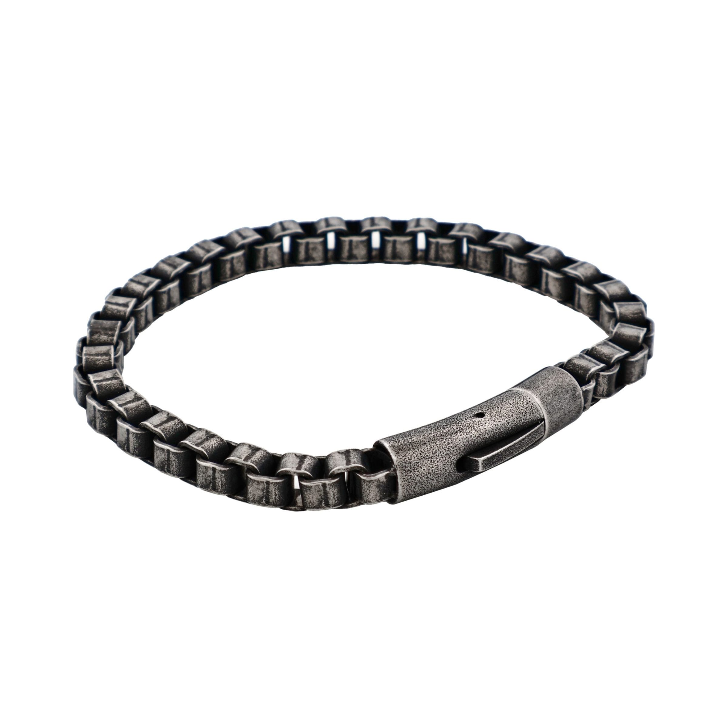 Ion Plated Antique Gun Metal Box Link Chain Bracelet