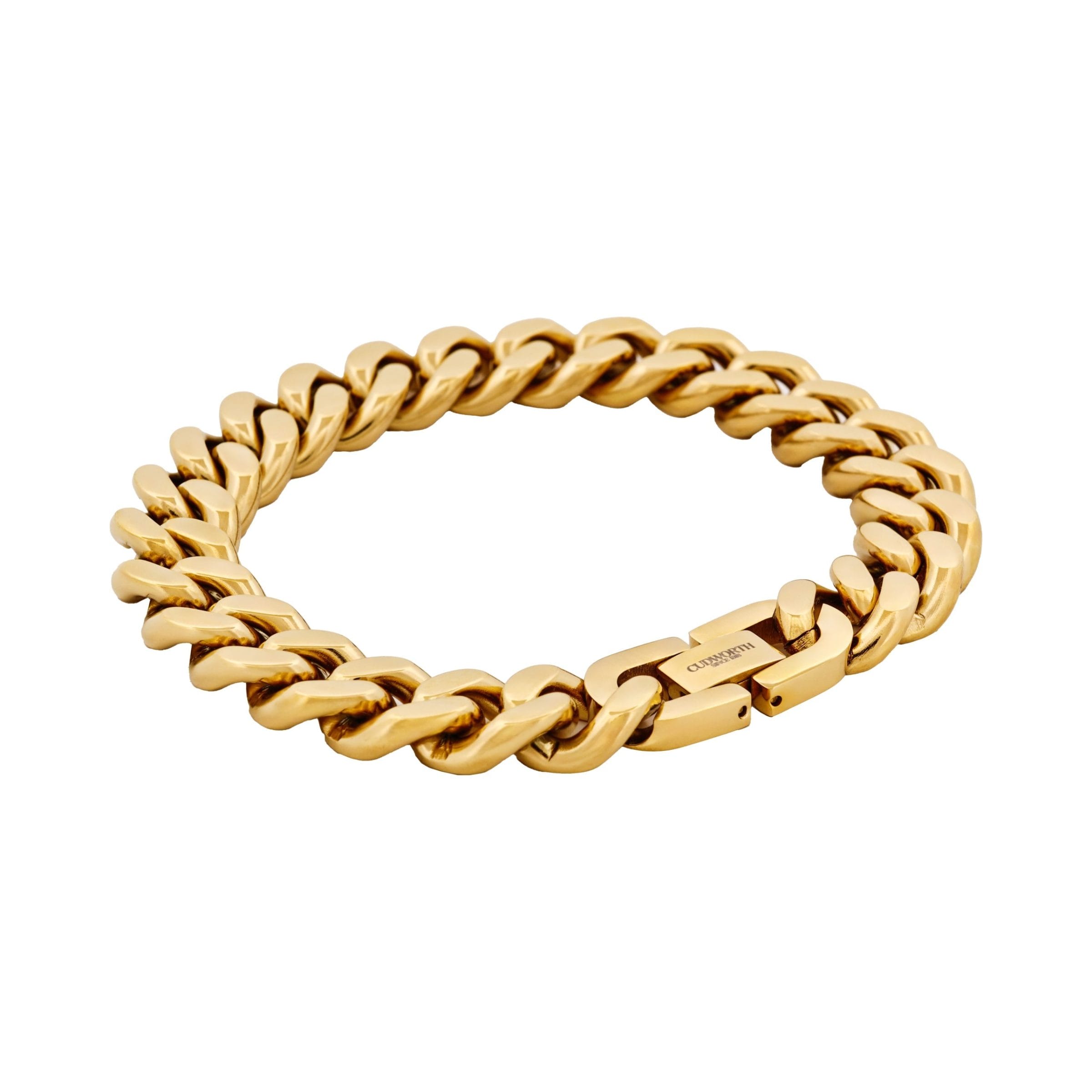 Classic Cuban Link Bracelet Ion Plated Gold (215 x 12mm)