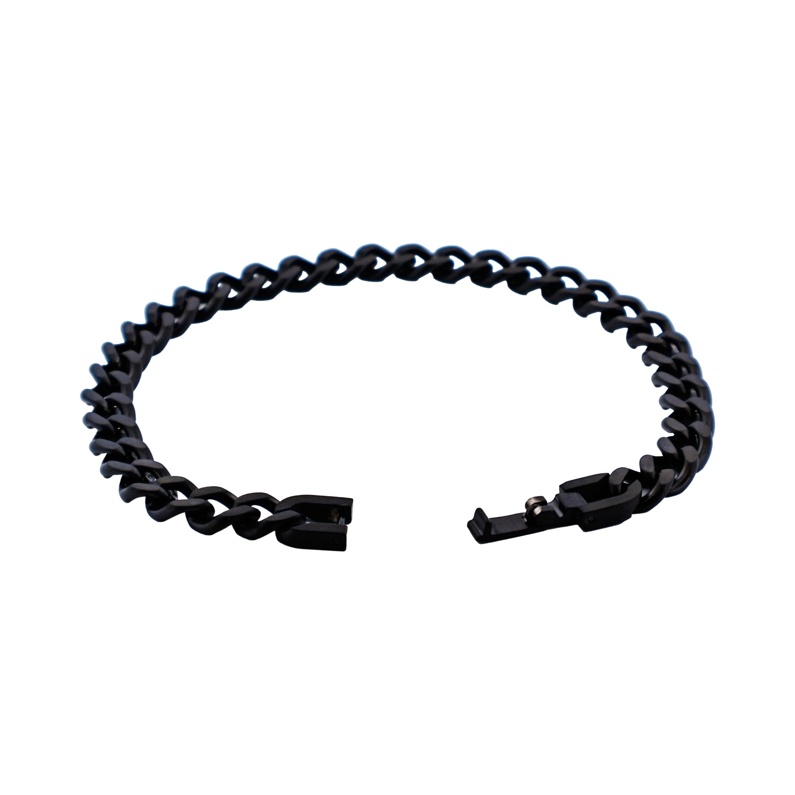 Ion Plated Black Stainless Steel Classic Curb-Link Chain Bracelet