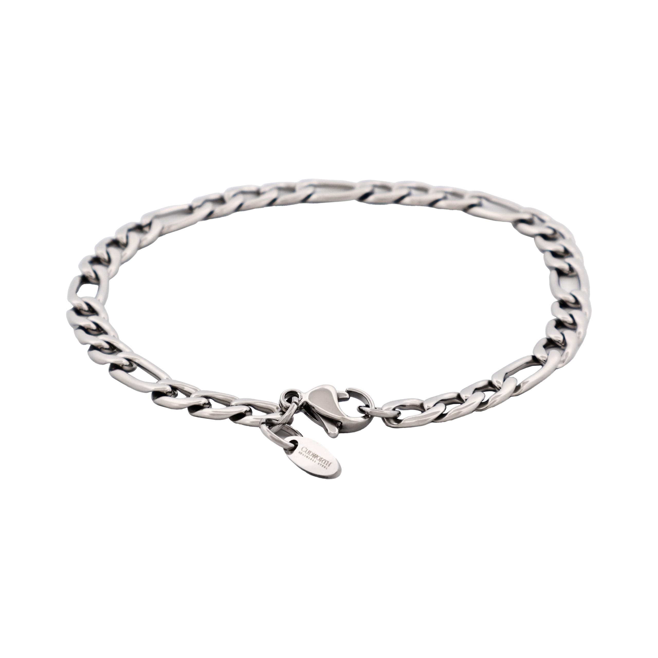 Polished Stainless Steel Figaro Chain Bracelet